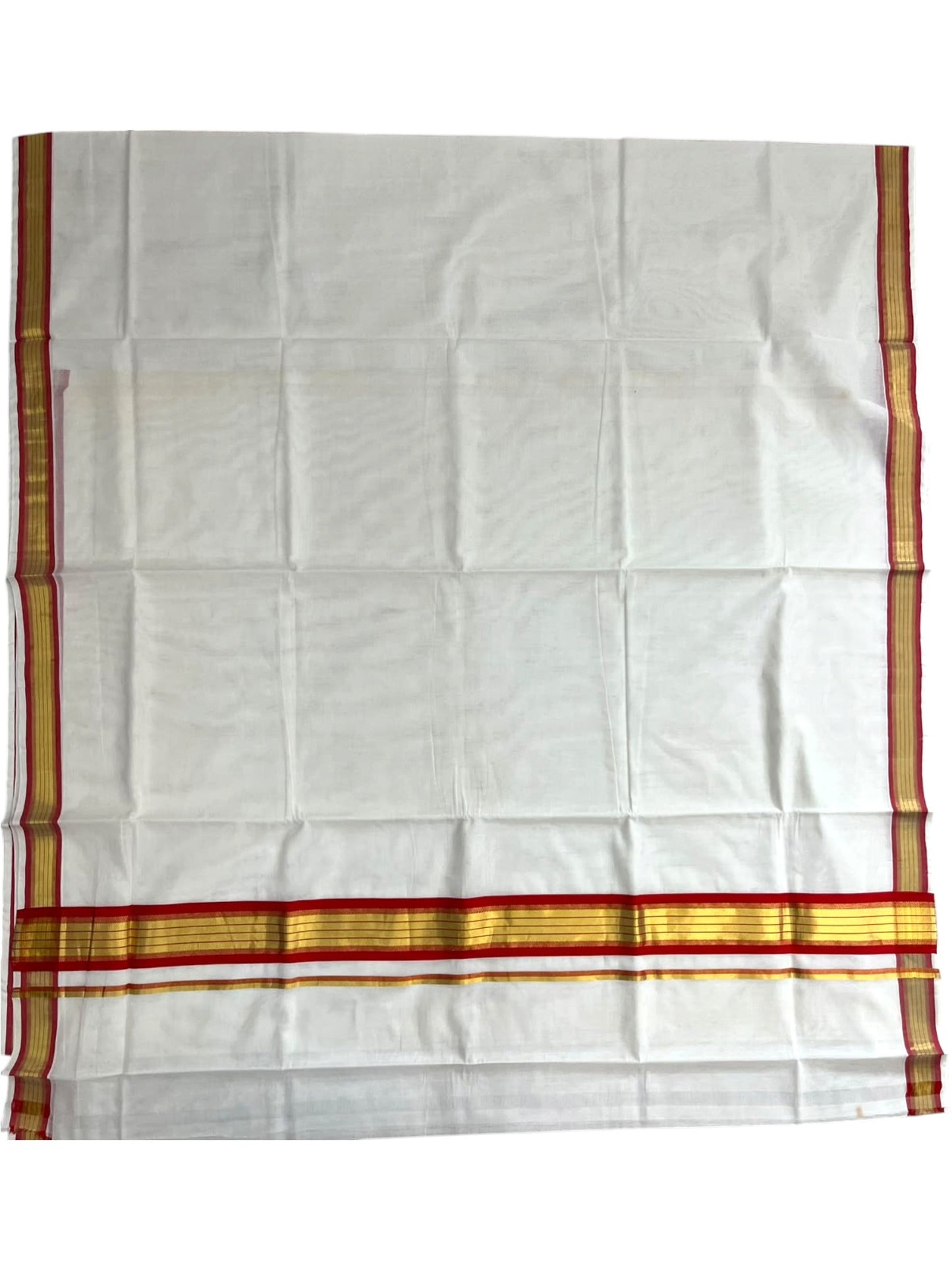 Southloom Super Premium Balaramapuram Handloom Cotton Saree with Gold& Red Borders