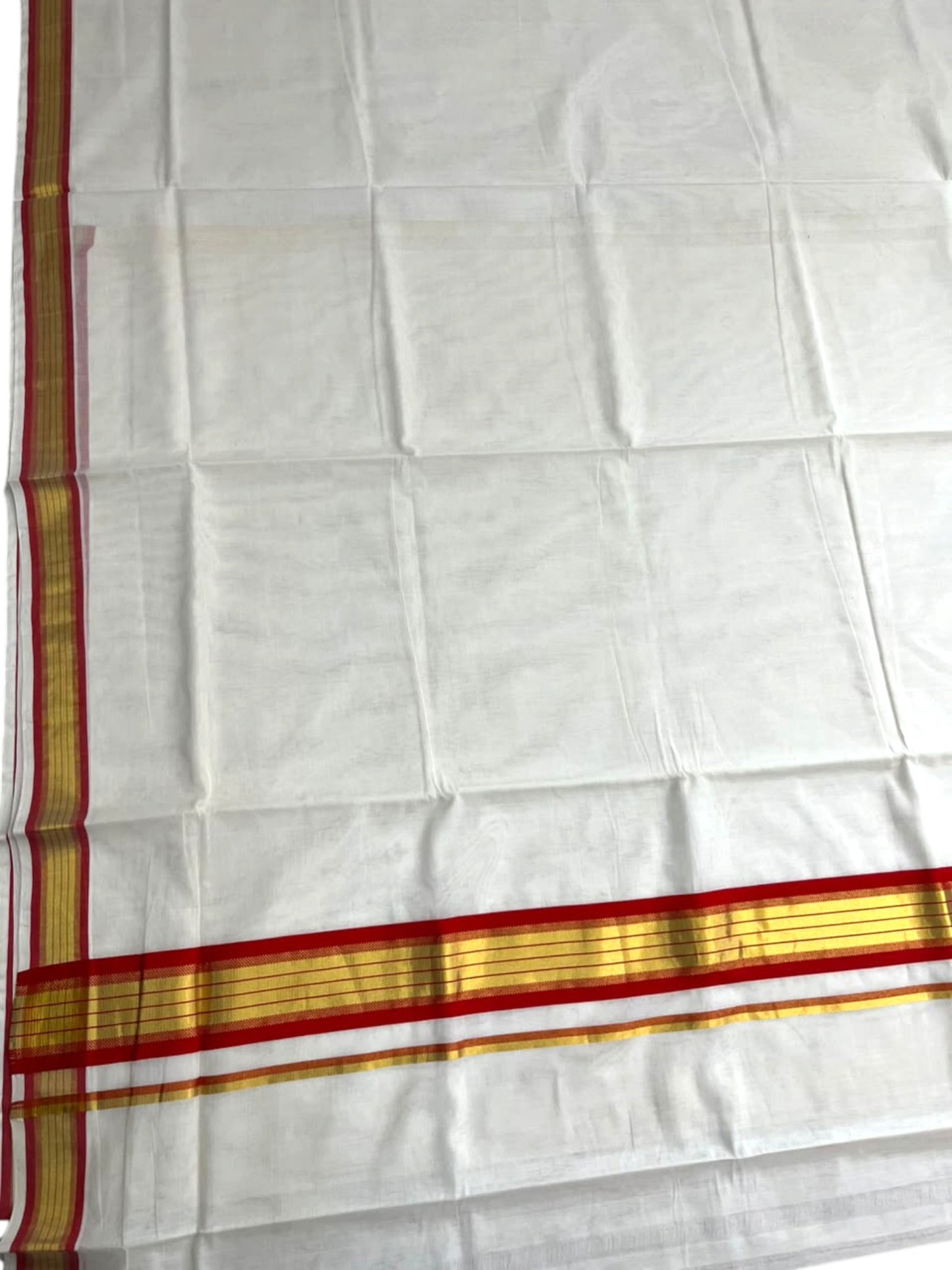 Southloom Super Premium Balaramapuram Handloom Cotton Saree with Gold& Red Borders