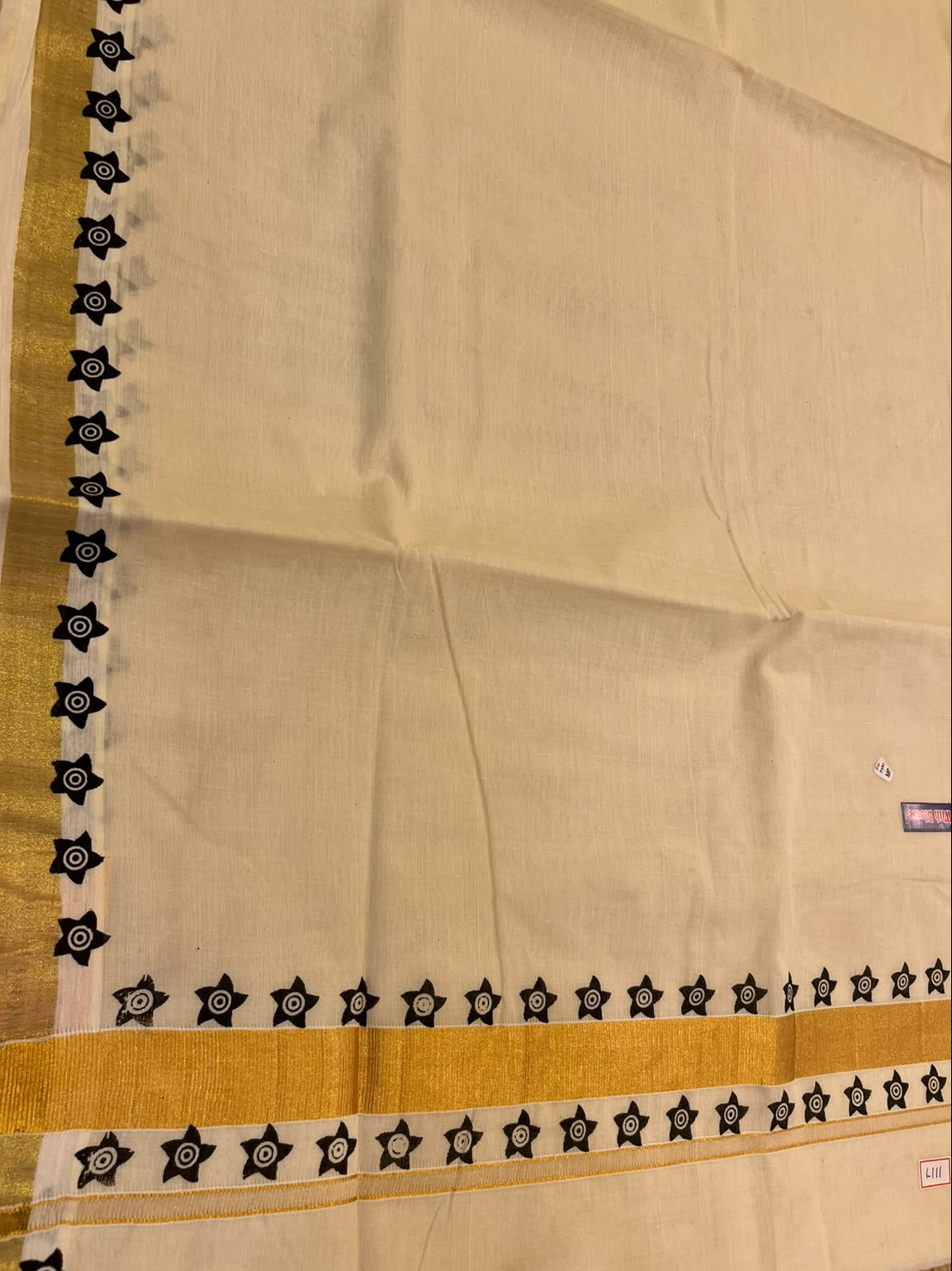 Southloom Kerala Kasavu Saree With Black Print