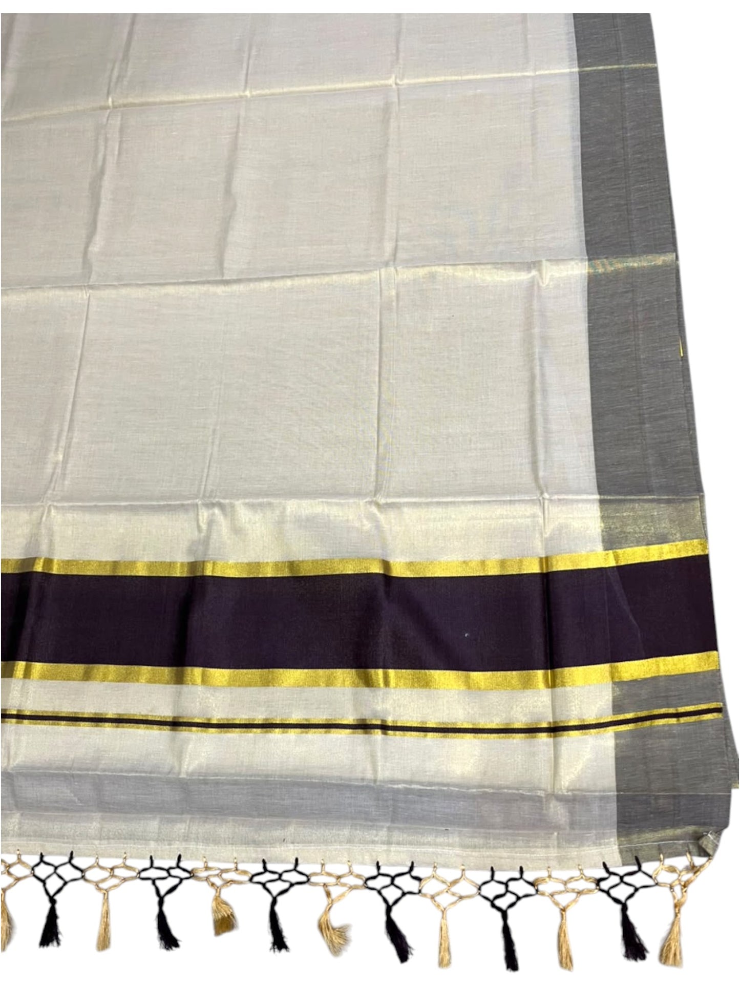 Southloom Kerala Tissue Kasavu Saree with Brown Border
