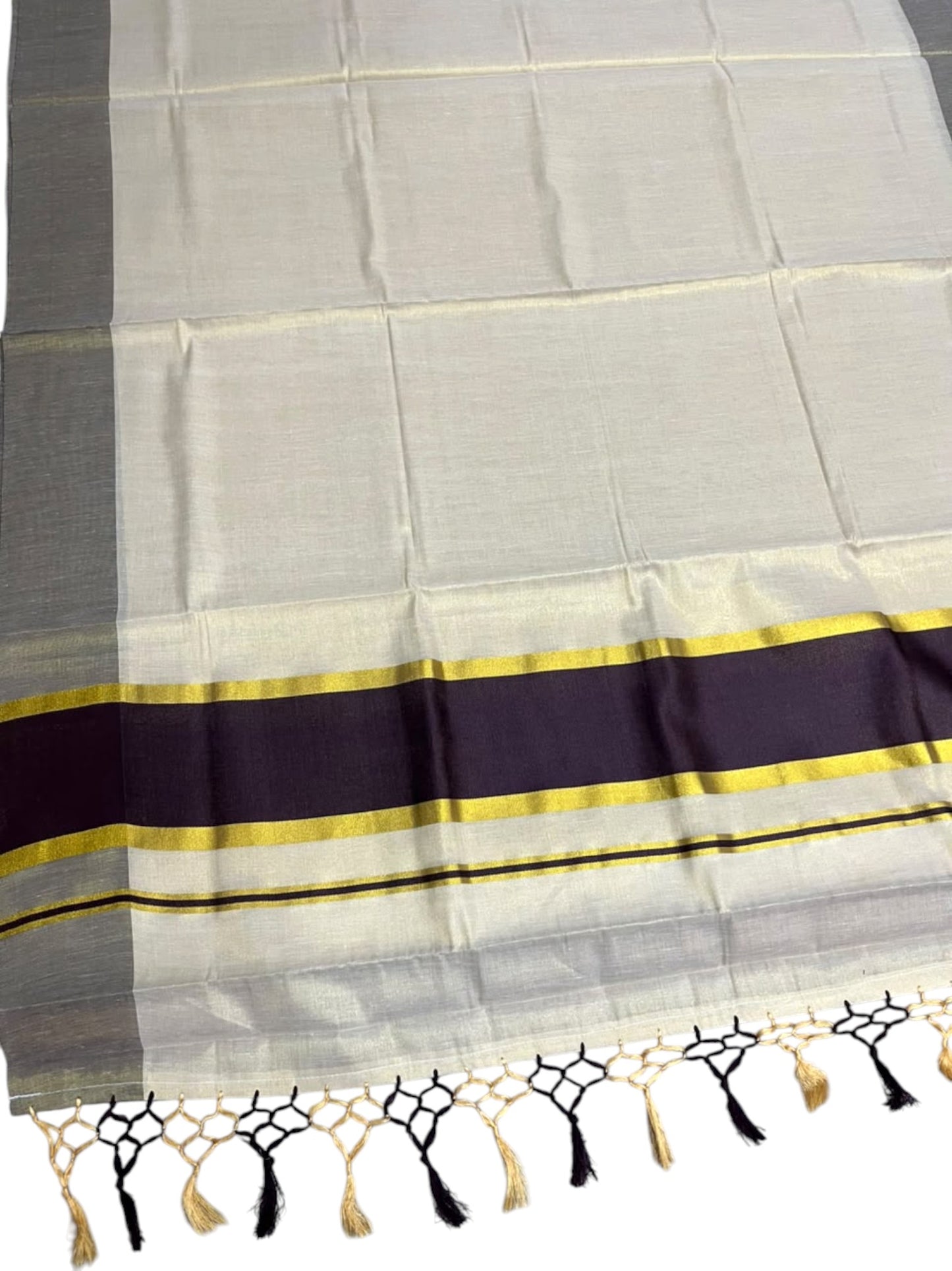 Southloom Kerala Tissue Kasavu Saree with Brown Border
