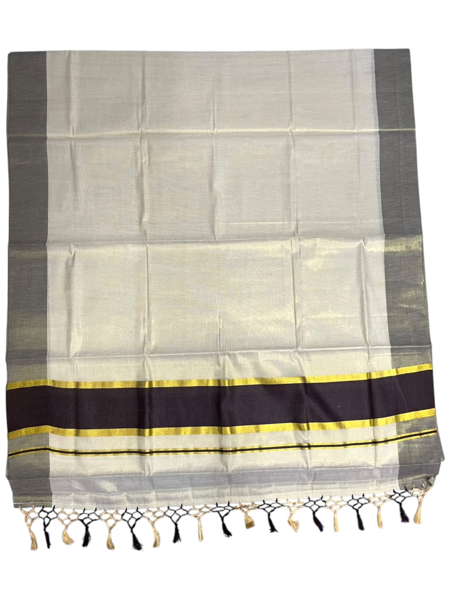 Southloom Kerala Tissue Kasavu Saree with Brown Border