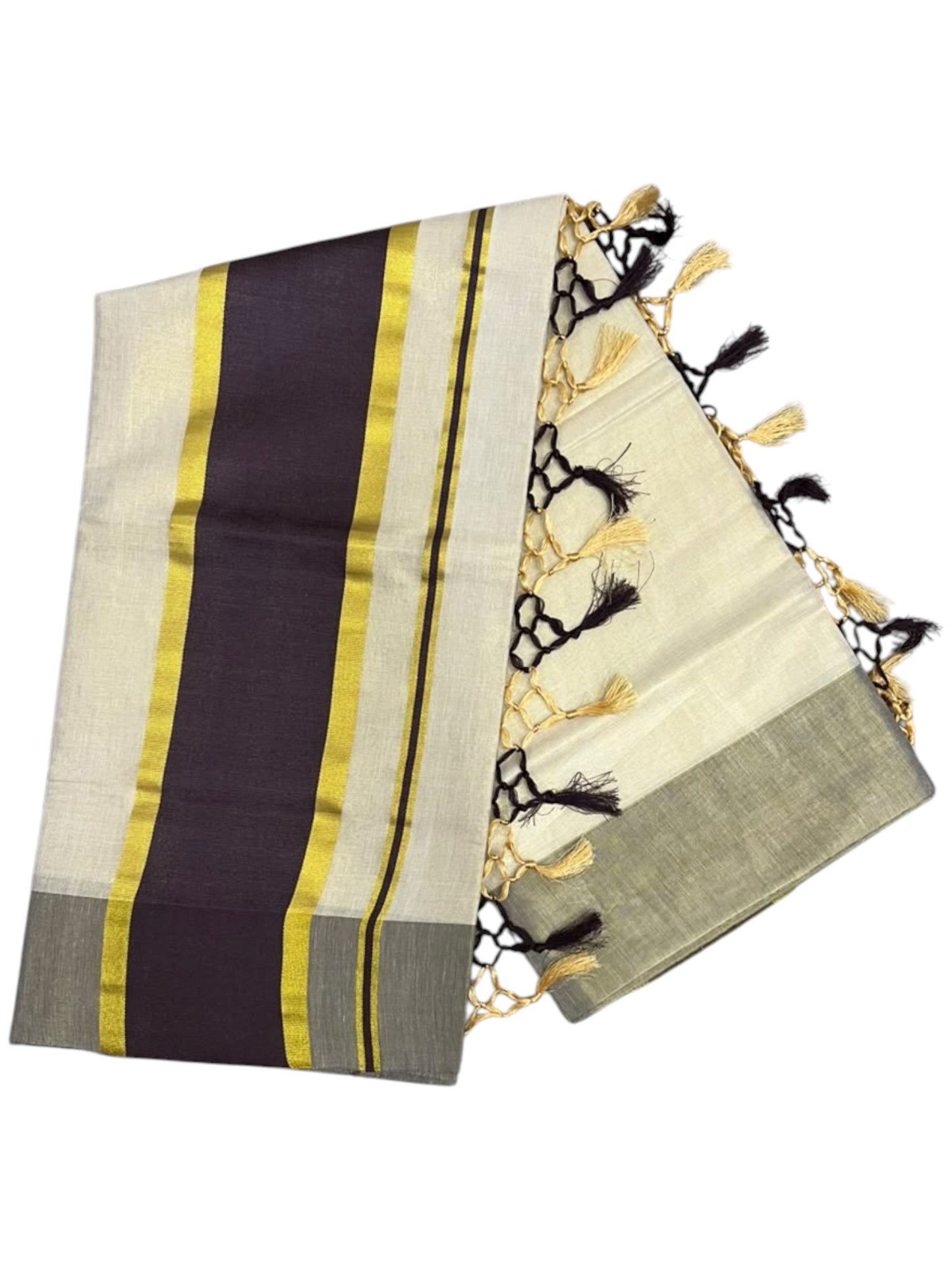 Southloom Kerala Tissue Kasavu Saree with Brown Border