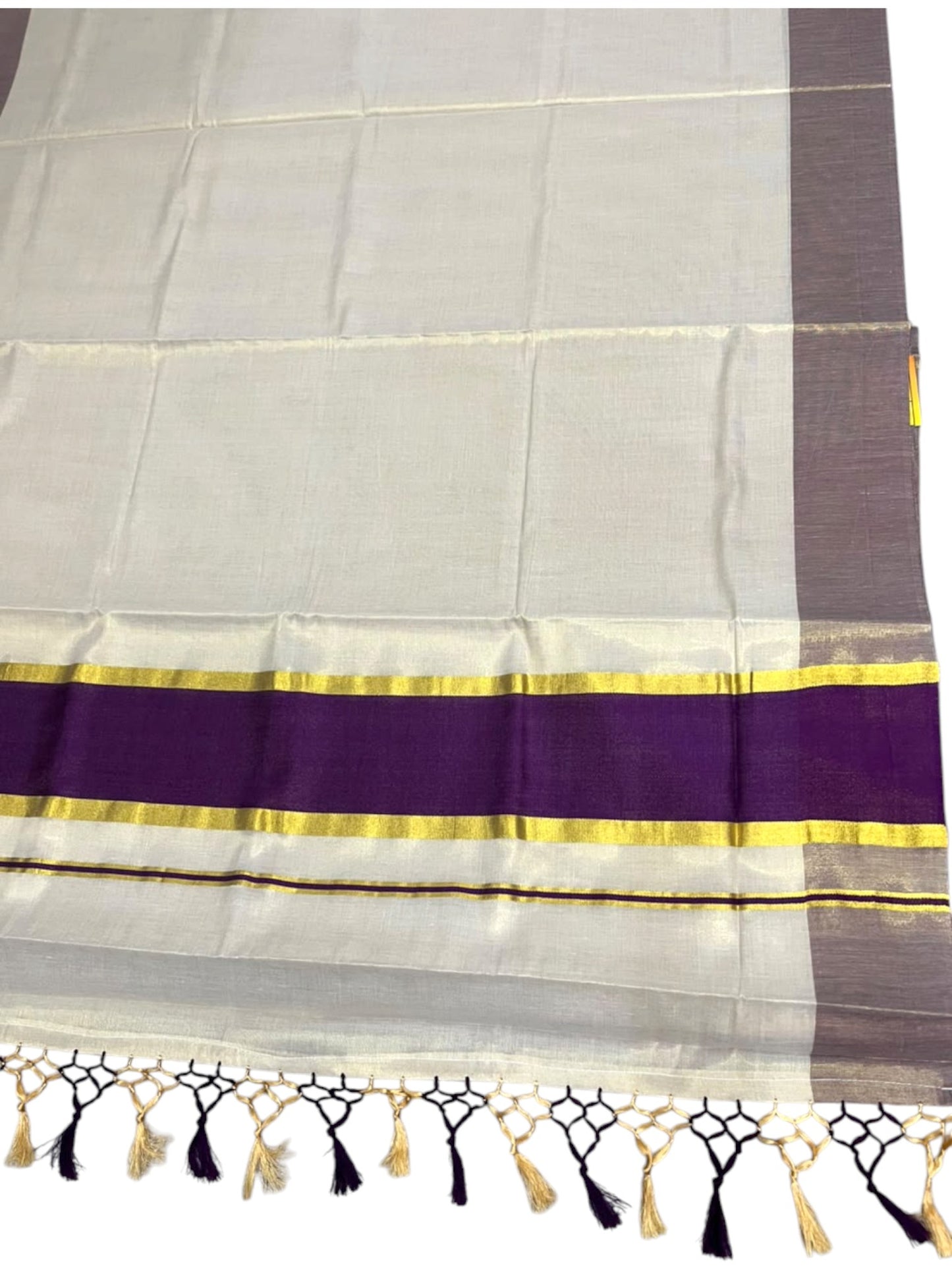 Southloom Kerala Tissue Kasavu Saree with Purple Border