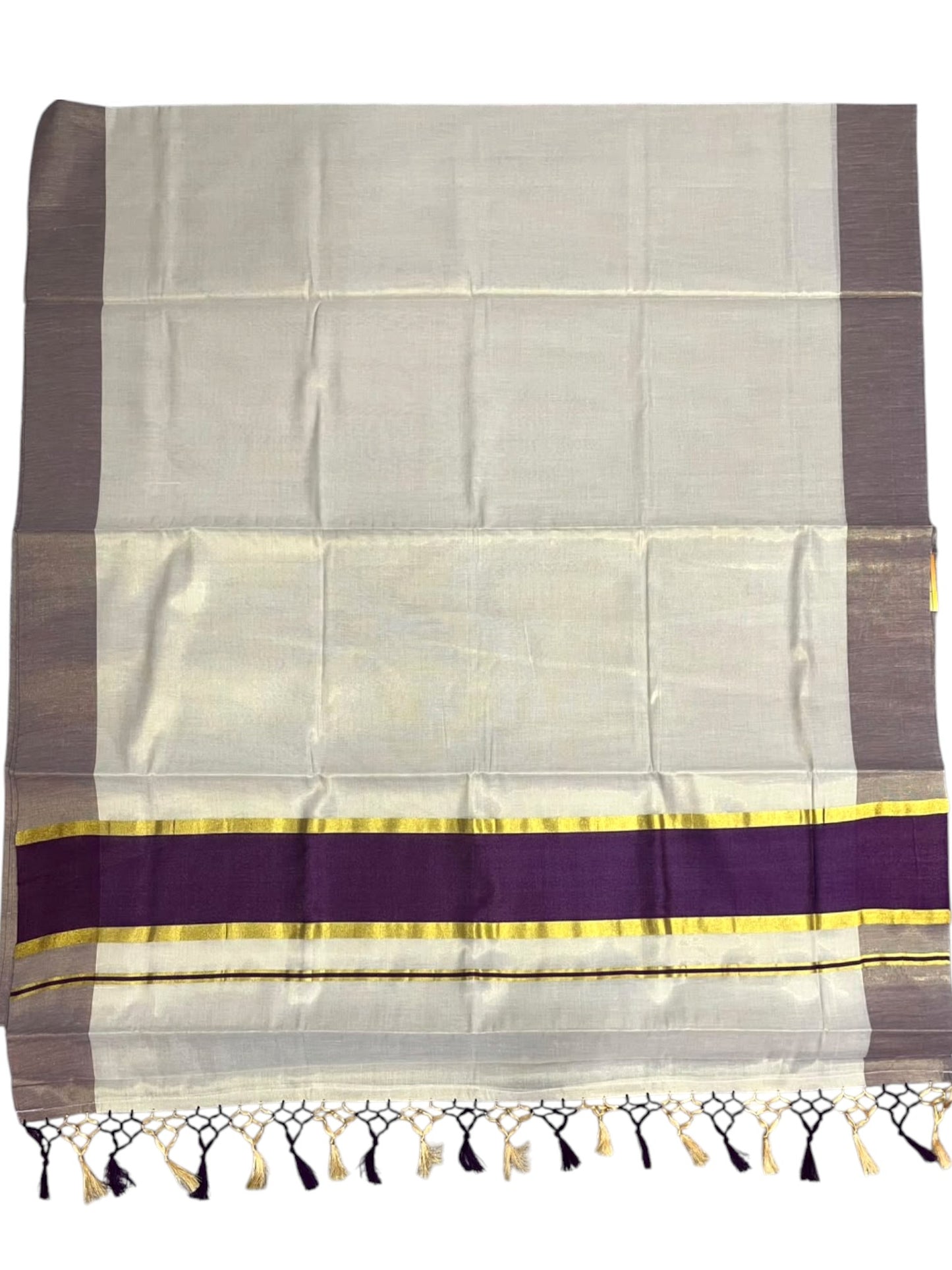 Southloom Kerala Tissue Kasavu Saree with Purple Border