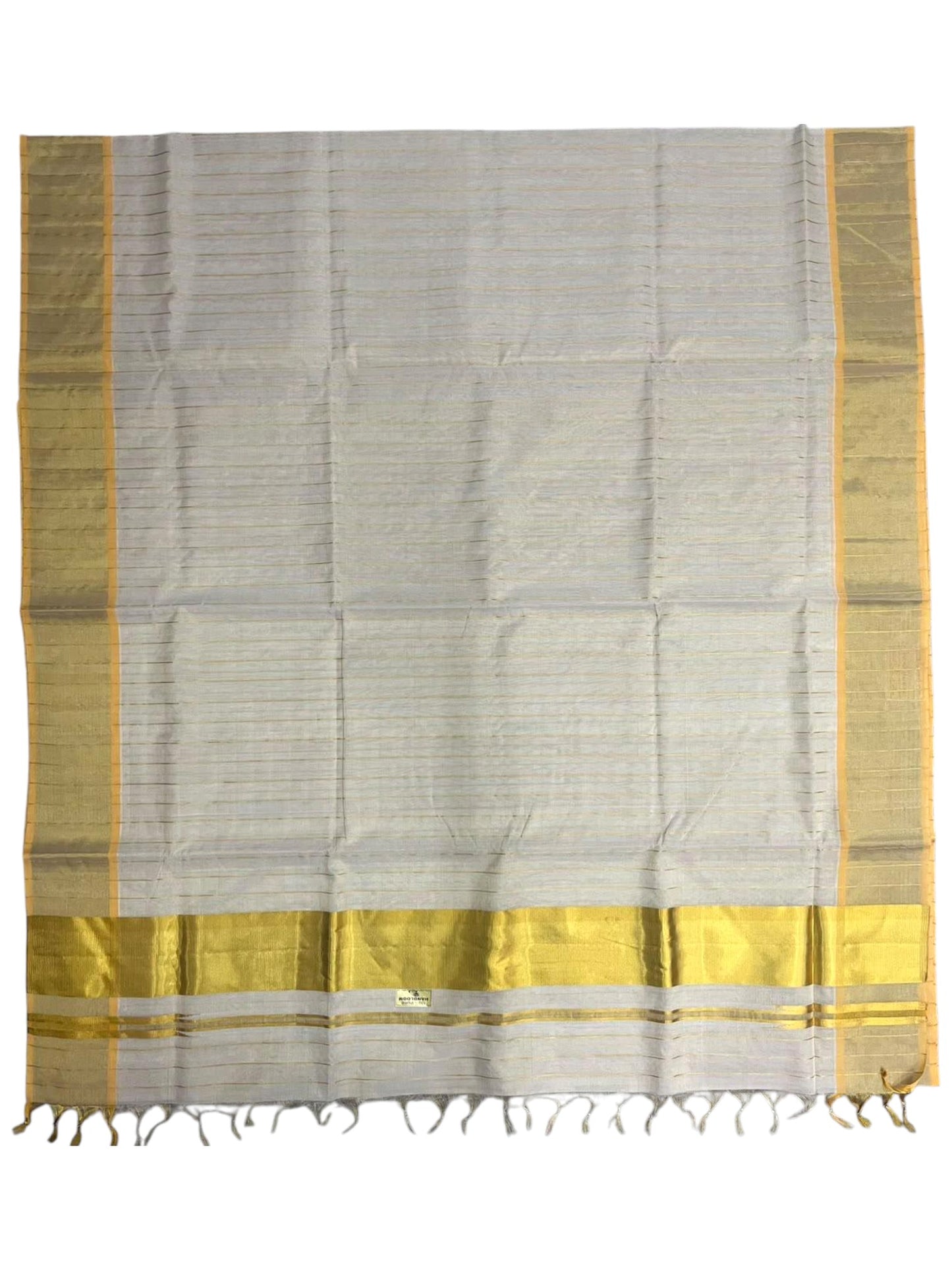 Southloom Super Premium Balaramapuram Handloom Cotton Saree With Golden Stripes Works on Body