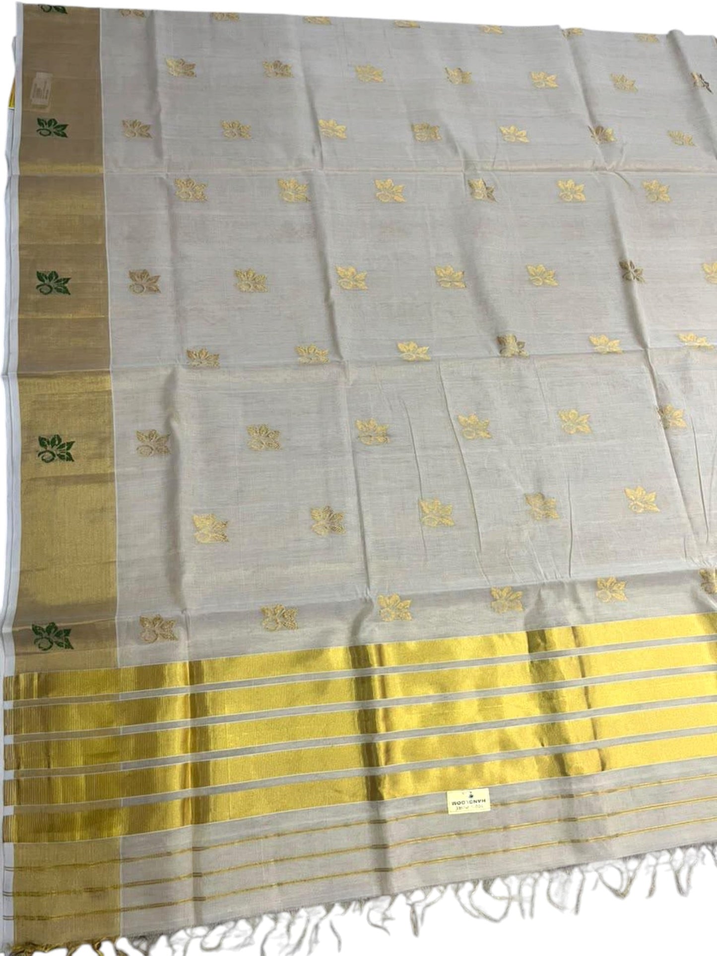 Southloom Super Premium Balaramapuram Handloom Cotton Saree With Golden Butta Works on Body