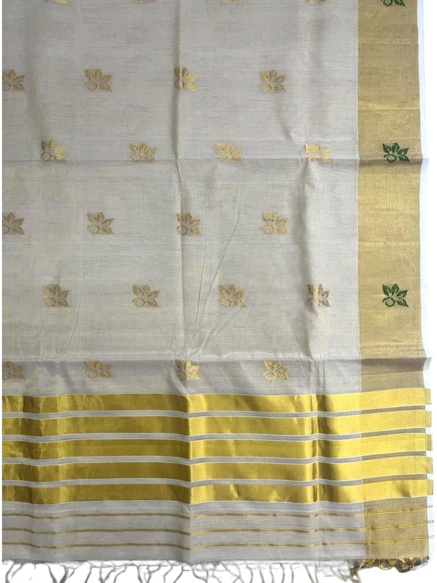 Southloom Super Premium Balaramapuram Handloom Cotton Saree With Golden Butta Works on Body