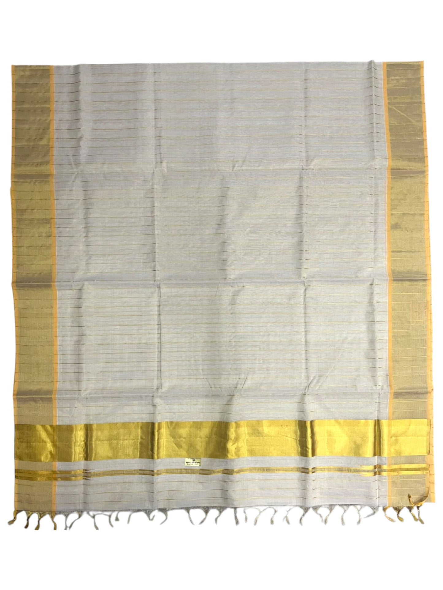 Southloom Super Premium Balaramapuram Handloom Cotton Saree With Golden Stripes Works on Body