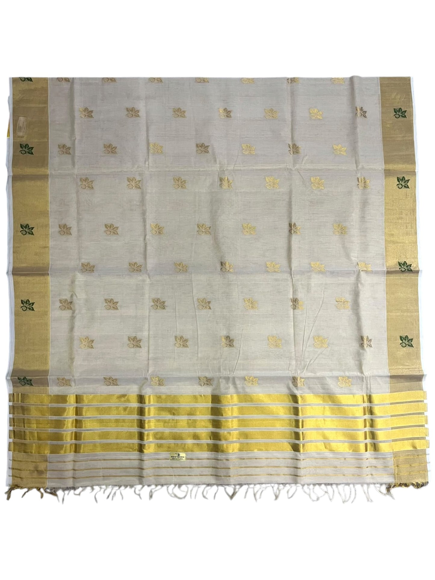 Southloom Super Premium Balaramapuram Handloom Cotton Saree With Golden Butta Works on Body