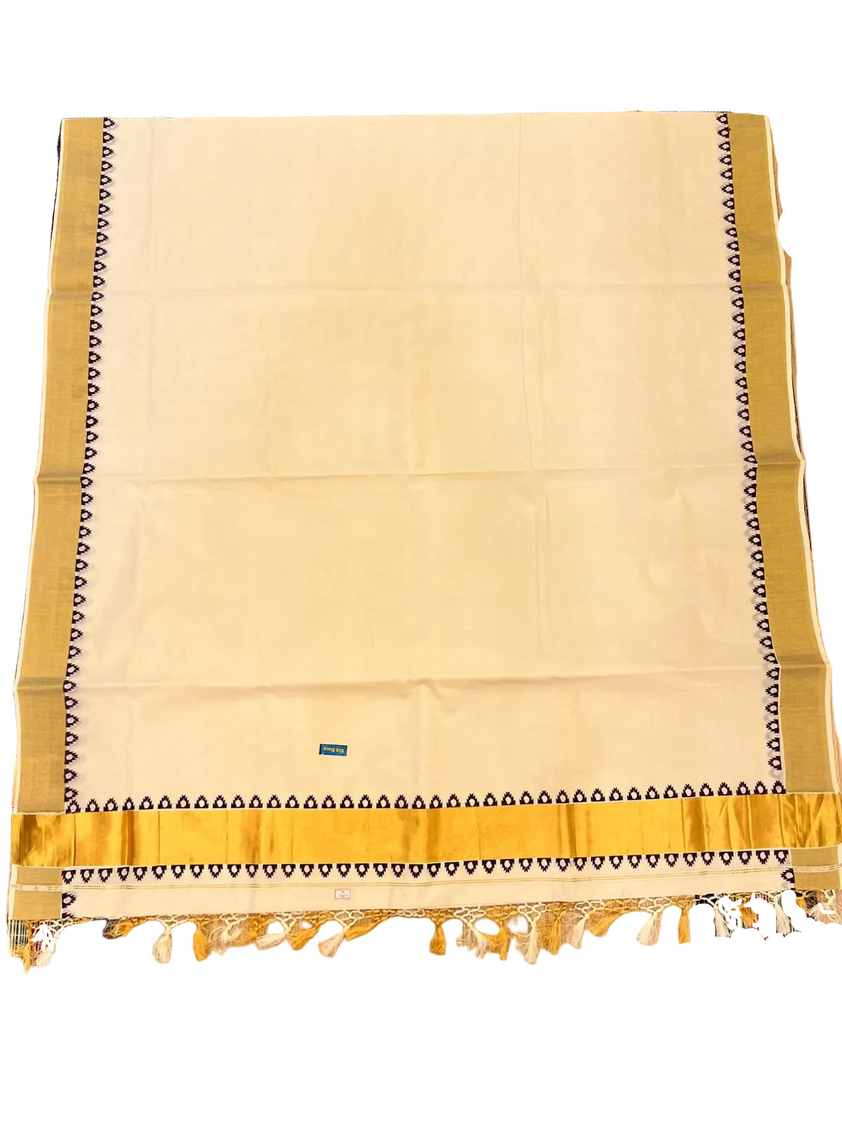 Southloom Cotton Kerala Kasavu Saree With Purple Print