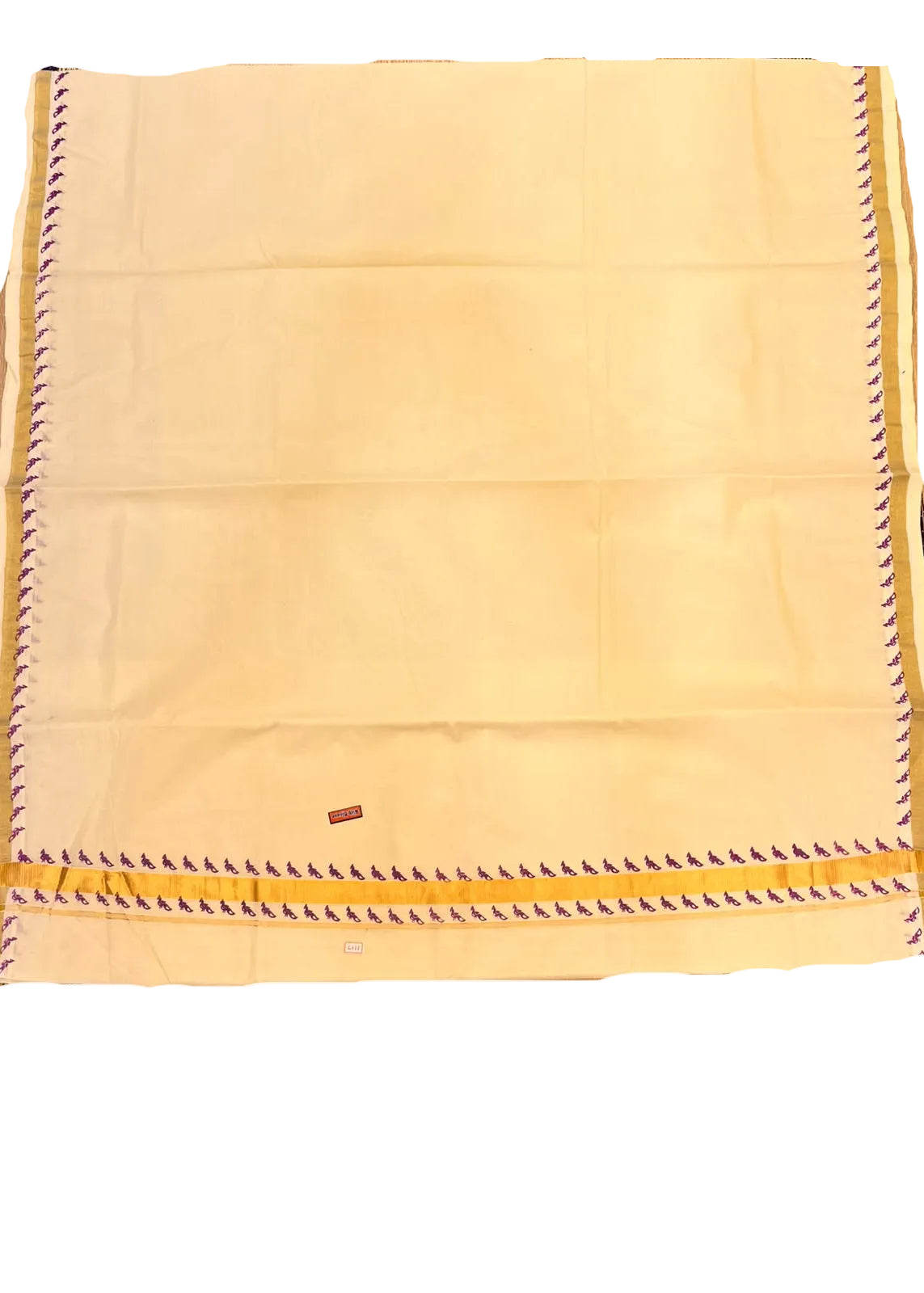 Southloom Cotton Kerala Saree with Golden Zari and Purple