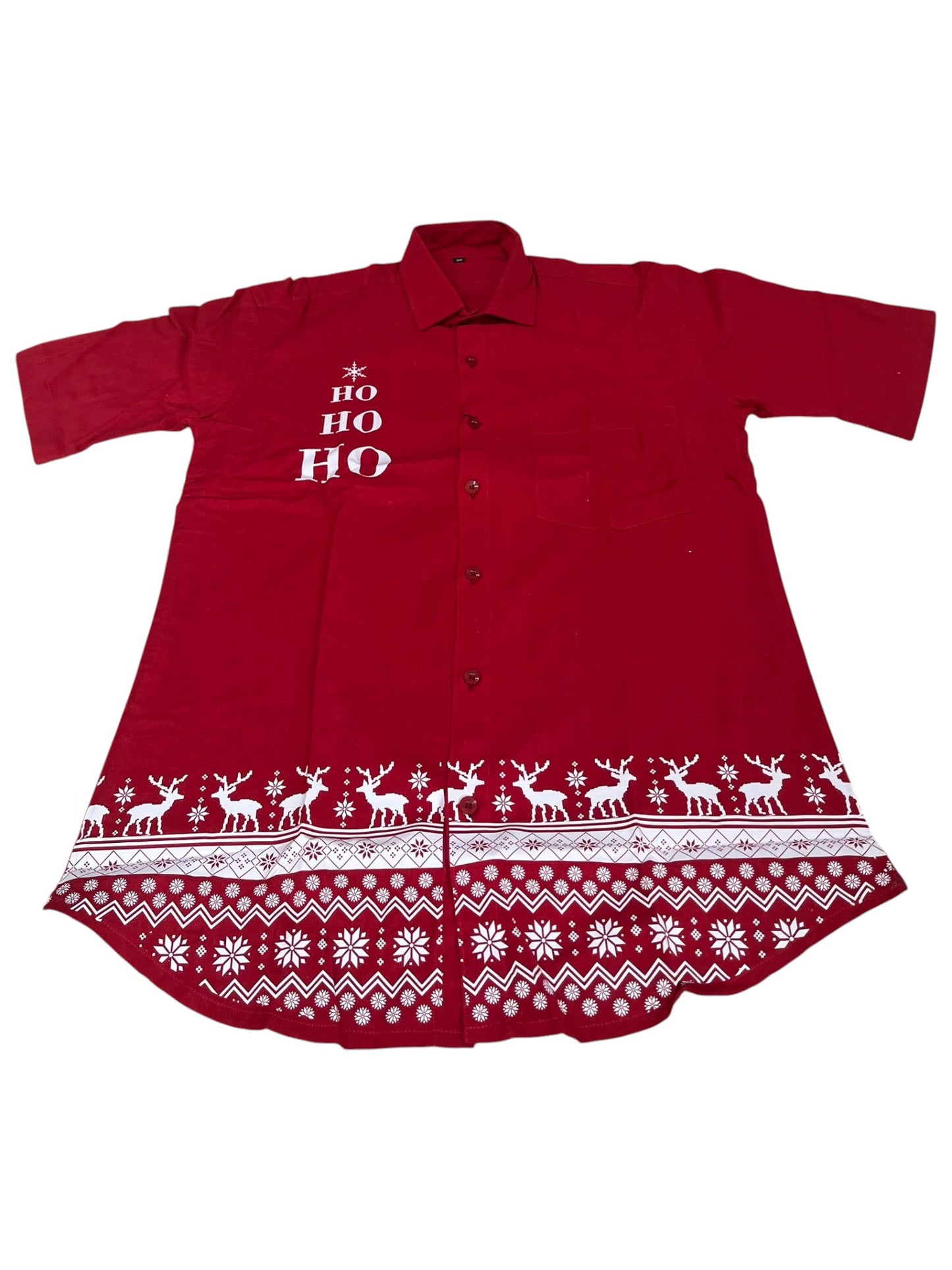 Southloom Ethinic Shirt With Christmas Printed for Men in Red Half Sleeve