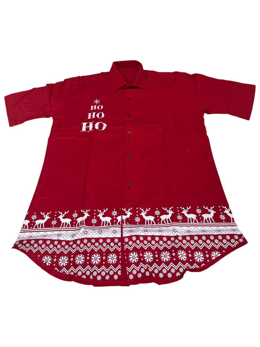 Southloom Ethinic Shirt With Christmas Printed for Men in Red Half Sleeve