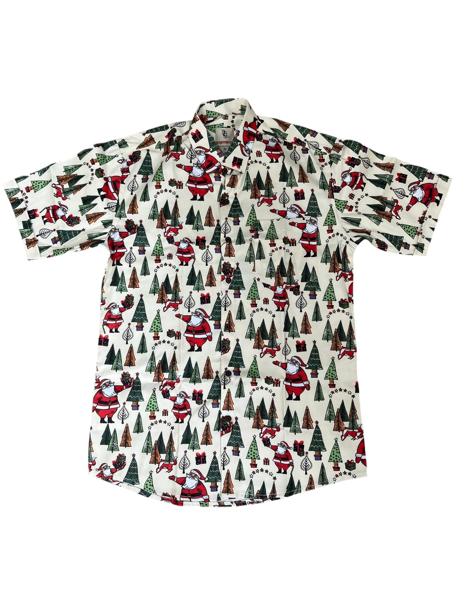 Southloom Ethinic Shirt With Christmas Printed for Men in Off white Half Sleeve