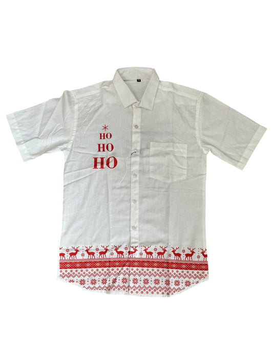 Southloom Ethinic Shirt With Christmas Printed for Men in Off white Half Sleeve