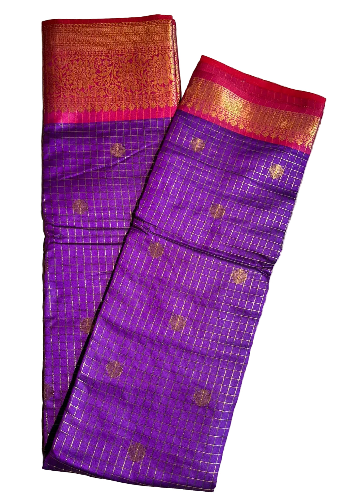 Purple & Pink  Colour Semi Silk Saree With Check Design SL63