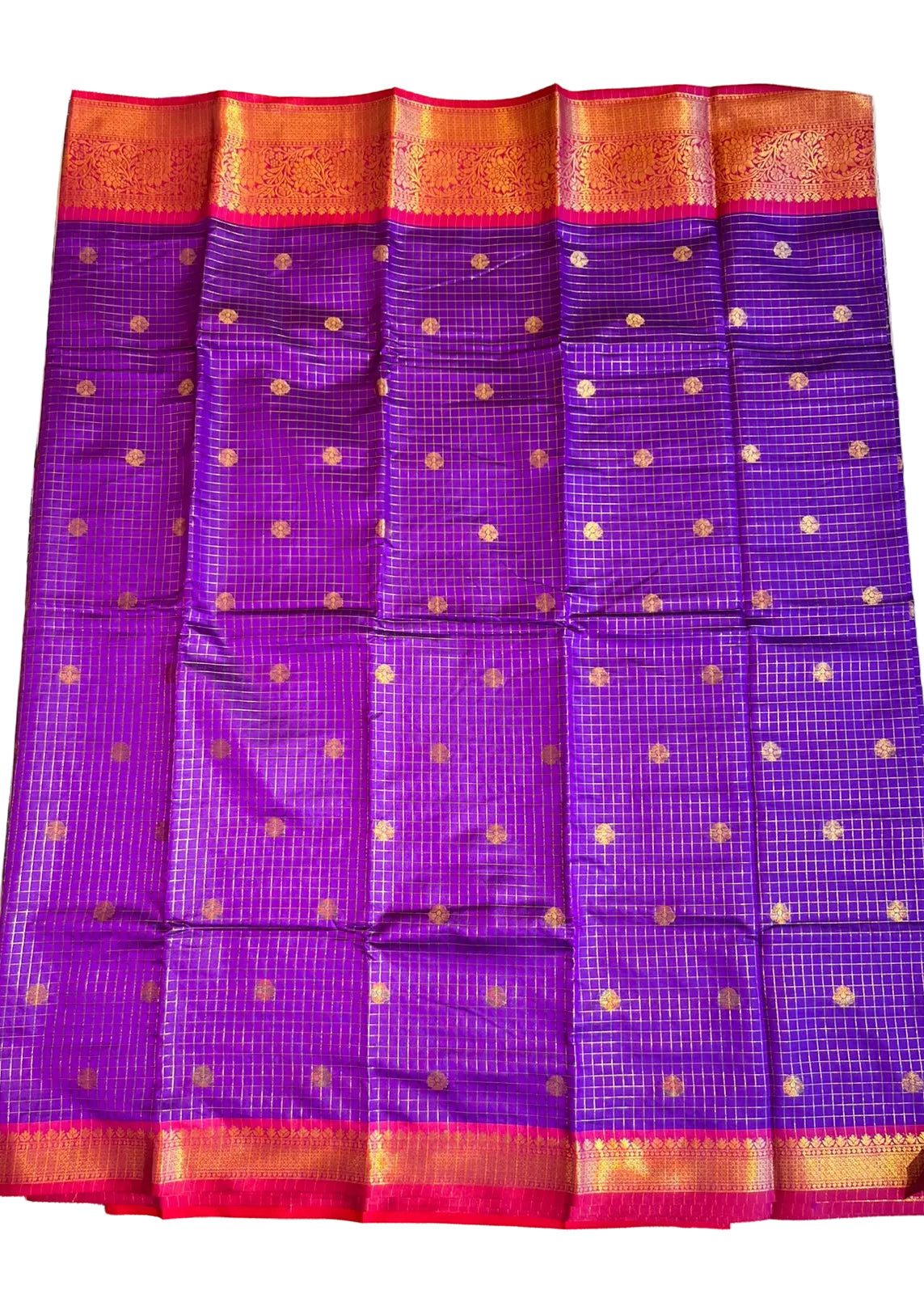 Purple and Pink  Colour Semi Silk Saree With Check Design SL634