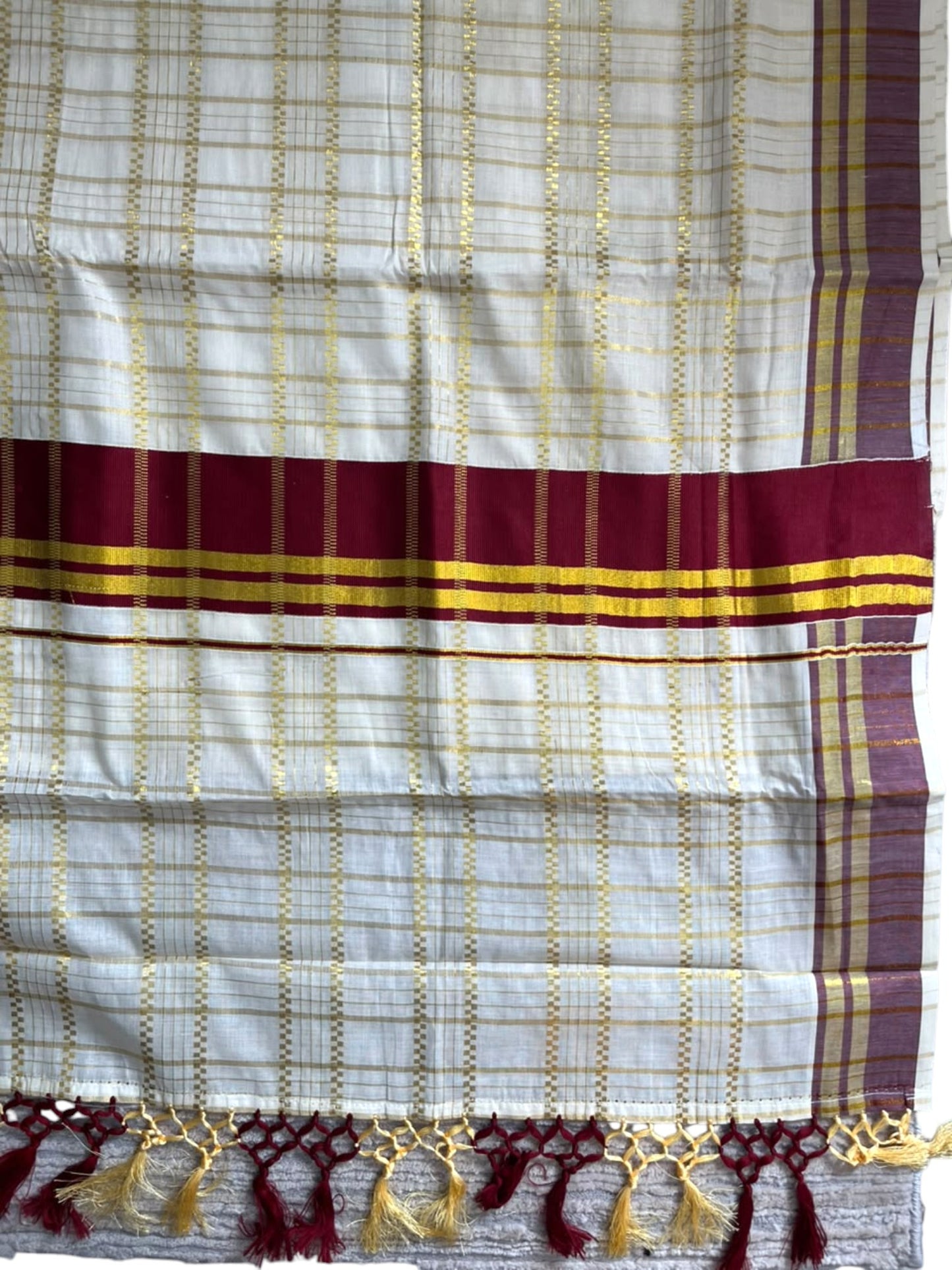 Southloom Cotton Check Maroon  Saree SL142
