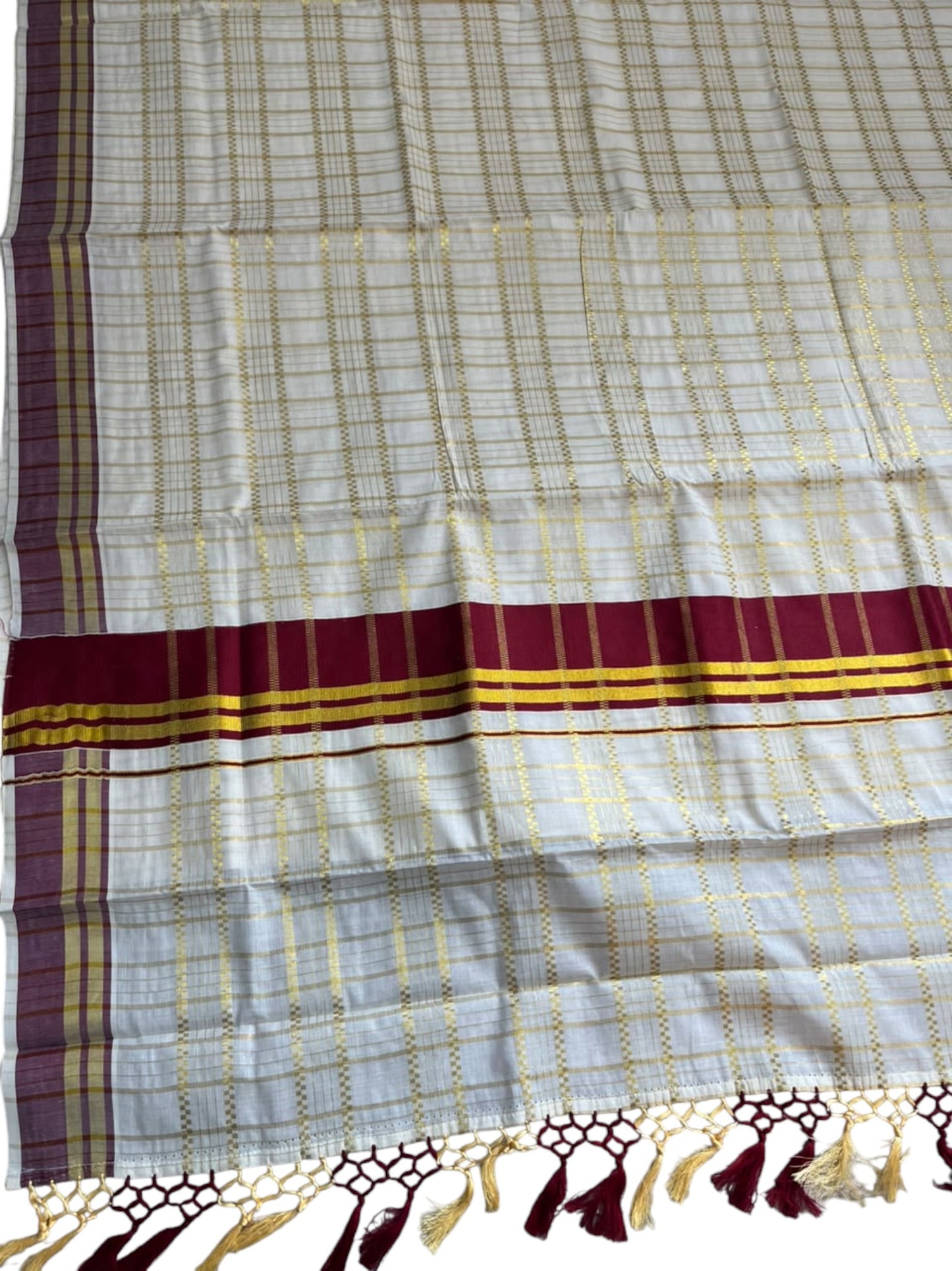 Southloom Cotton Check Maroon  Saree SL142