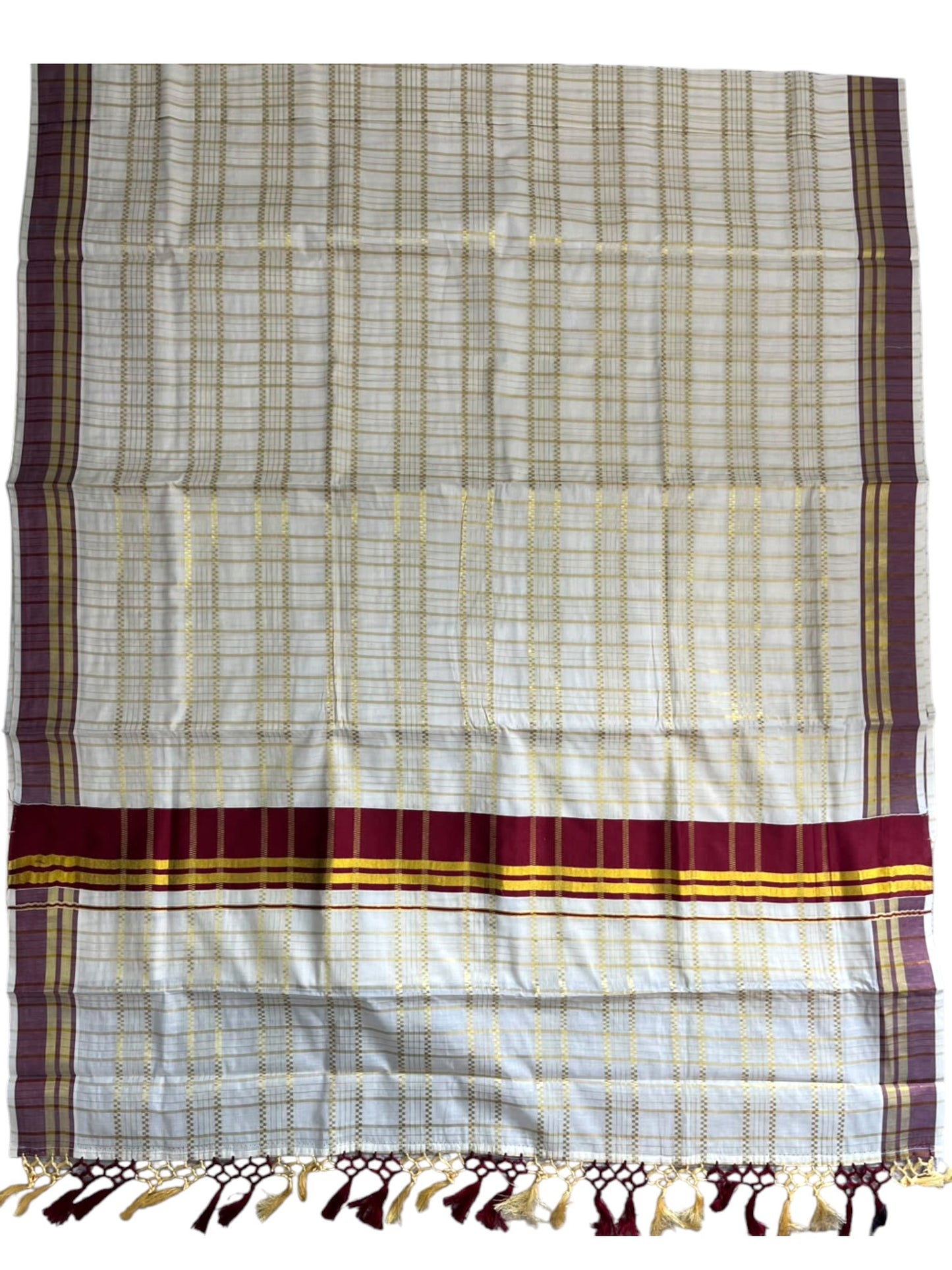 Southloom Cotton Check Maroon  Saree SL142