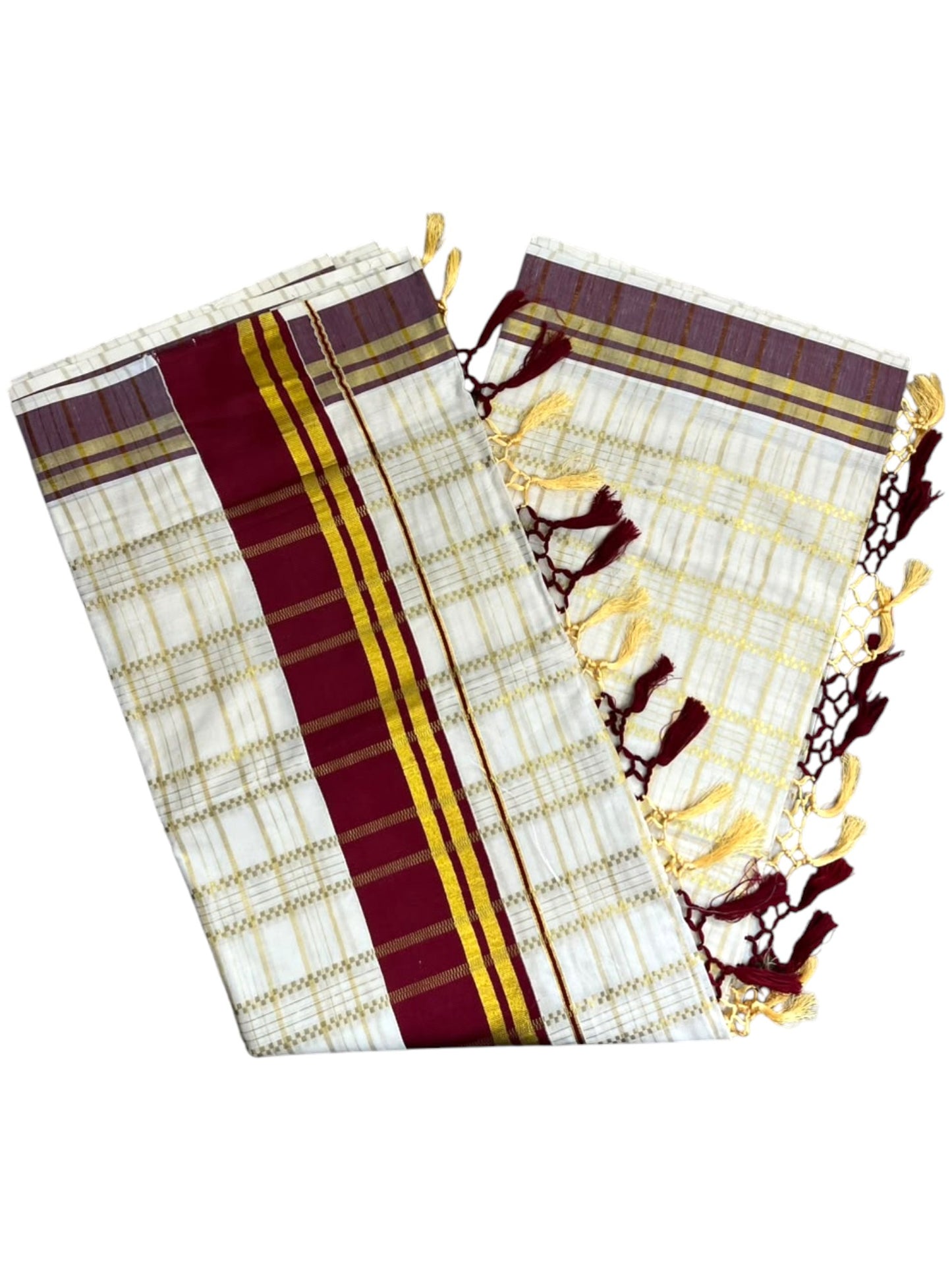 Southloom Cotton Check Maroon  Saree SL142