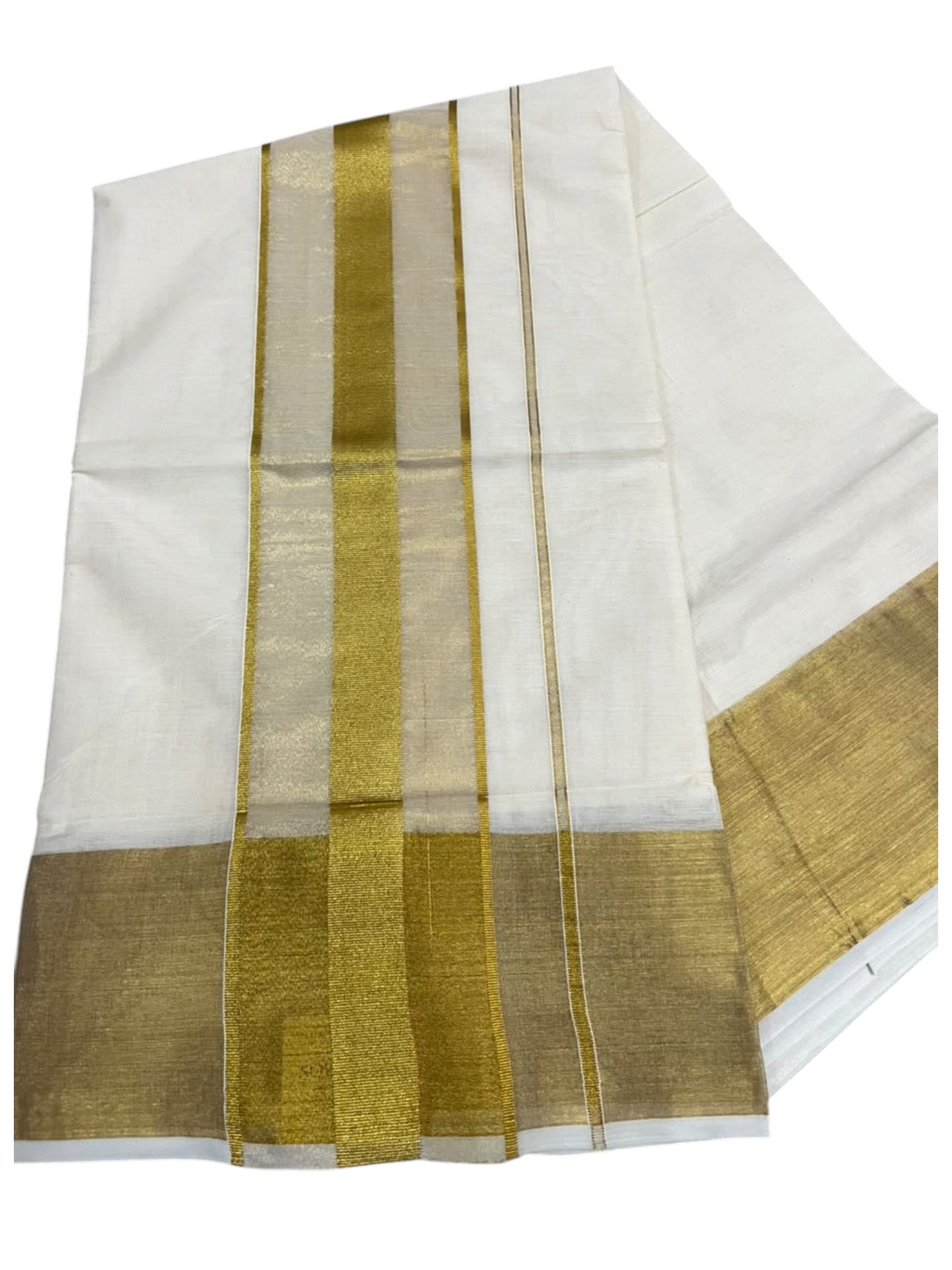Southloom Kerala Cotton Kasavu Saree with Lines on Border