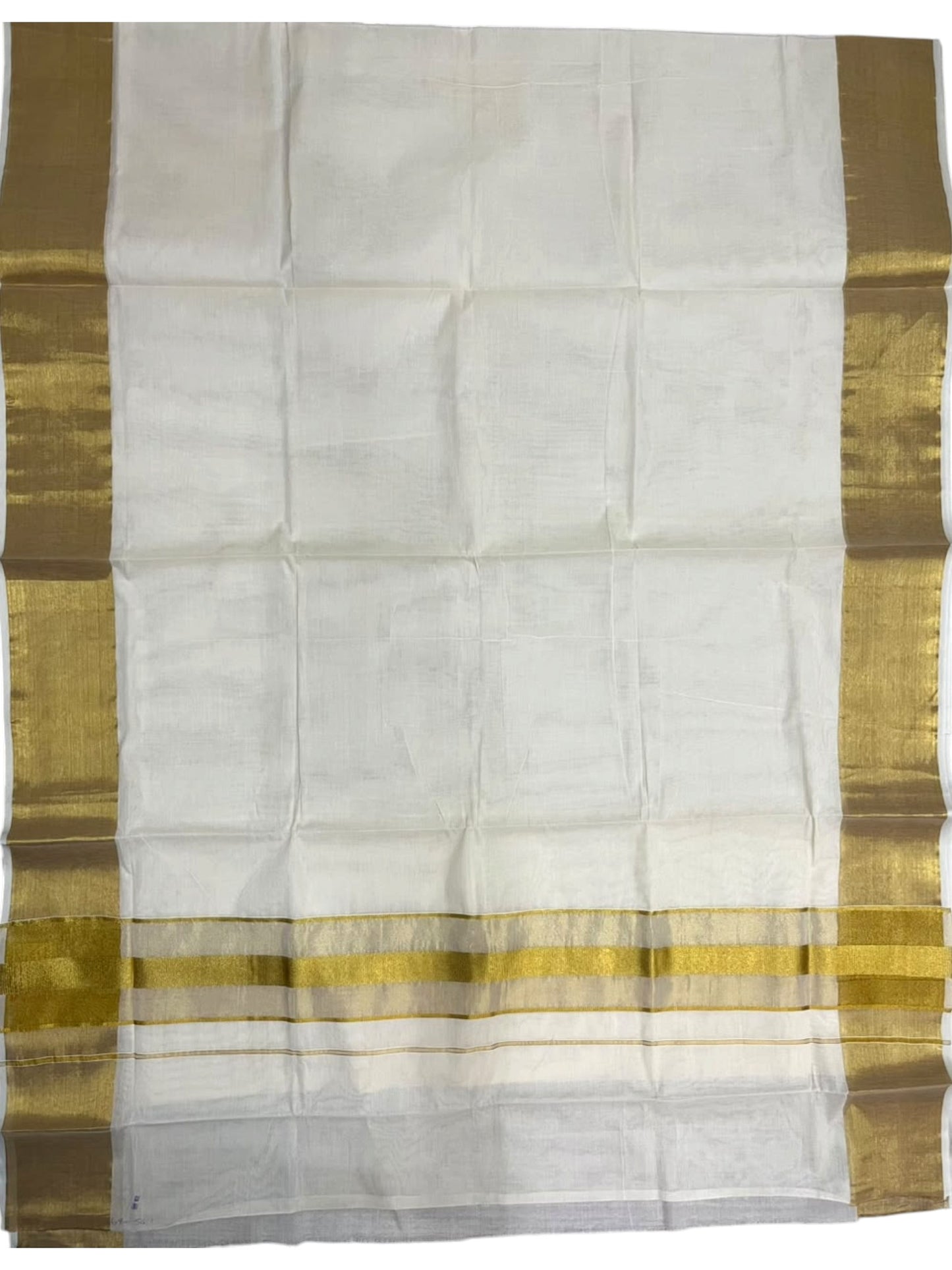 Southloom Kerala Cotton Kasavu Saree with Lines on Border