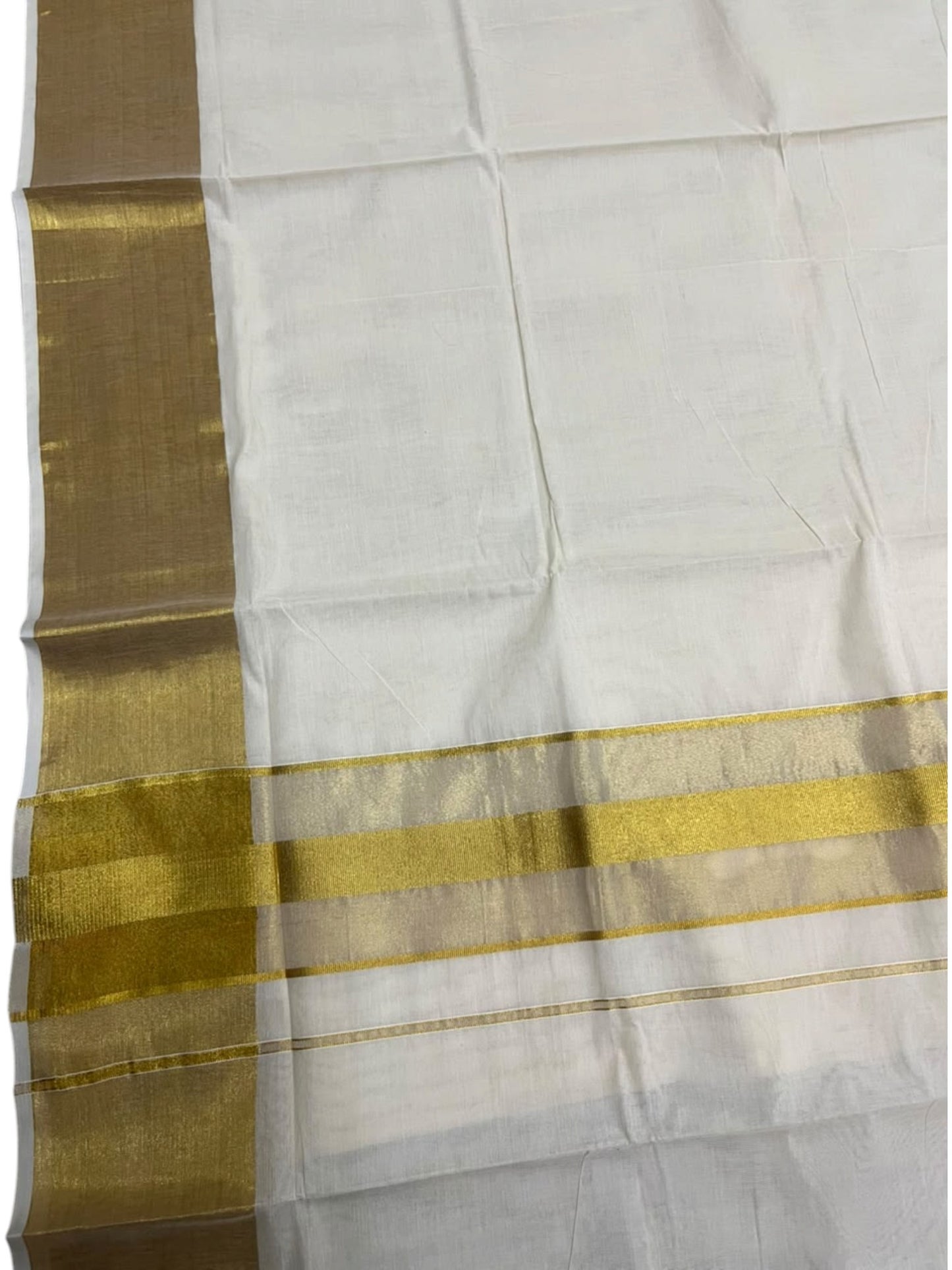 Southloom Kerala Cotton Kasavu Saree with Lines on Border