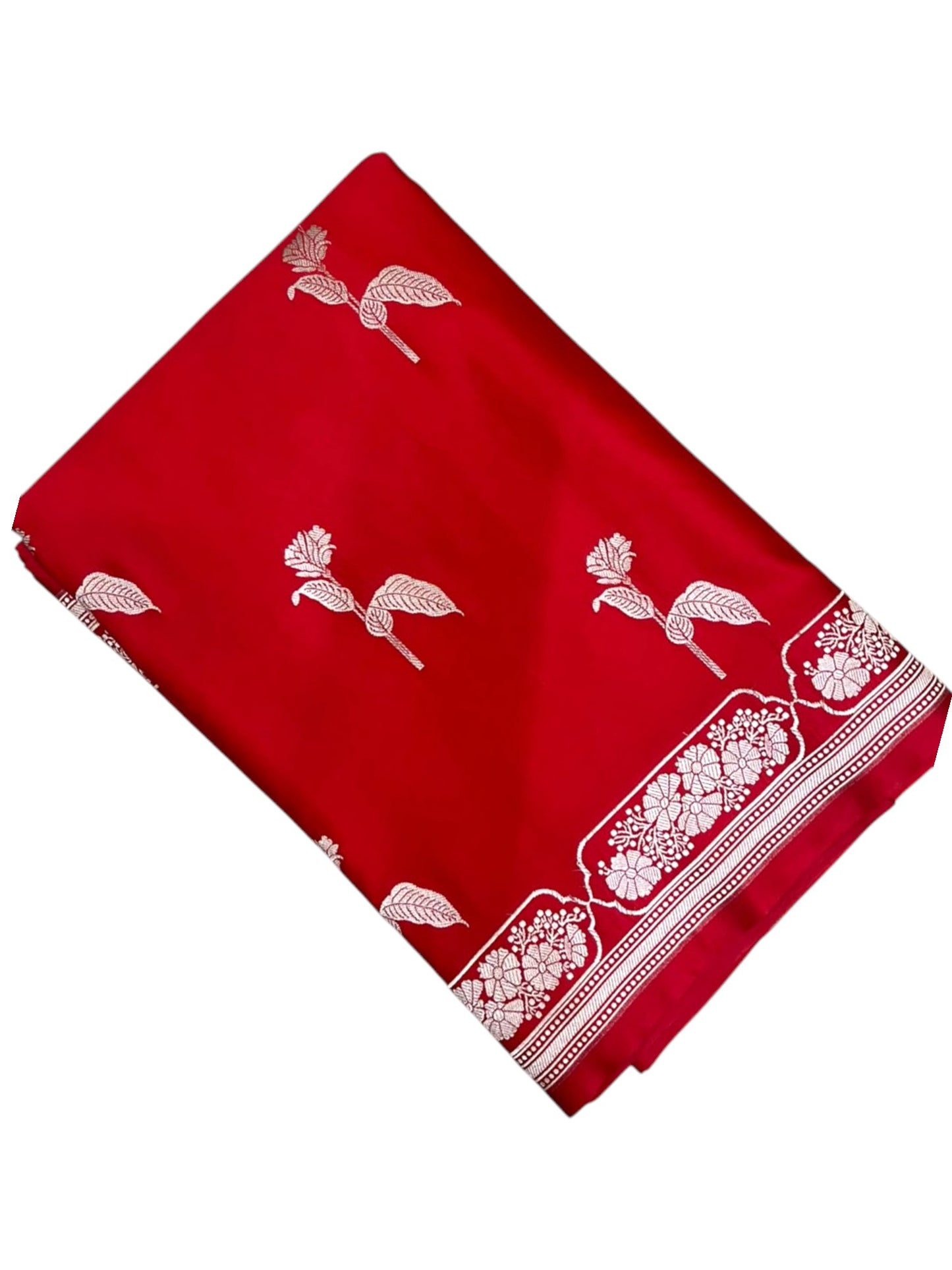 Southloom Satin Banarasi Silk Saree with Woven Work on Body And Borders In Red