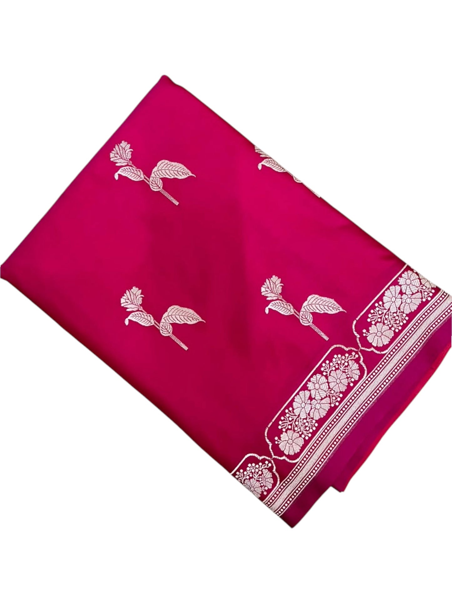 Southloom Satin Banarasi Silk Saree with Woven Work on Body And Borders In Dark Pink