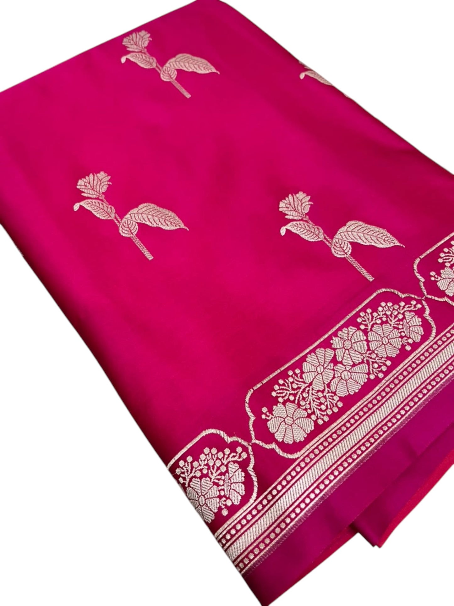 Southloom Satin Banarasi Silk Saree with Woven Work on Body And Borders In Dark Pink