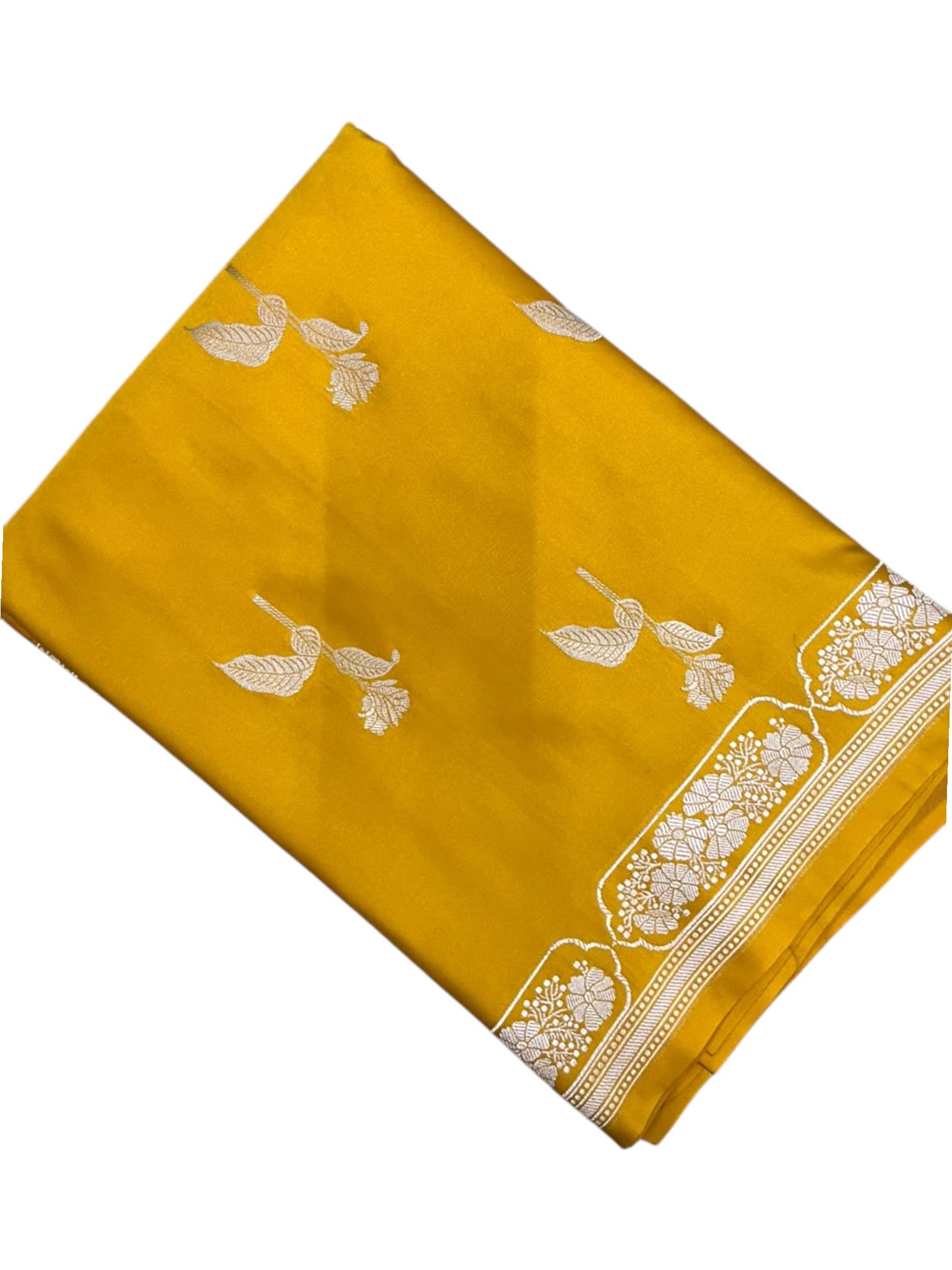 Southloom Satin Banarasi Silk Saree with Woven Work on Body And Borders In Yellow