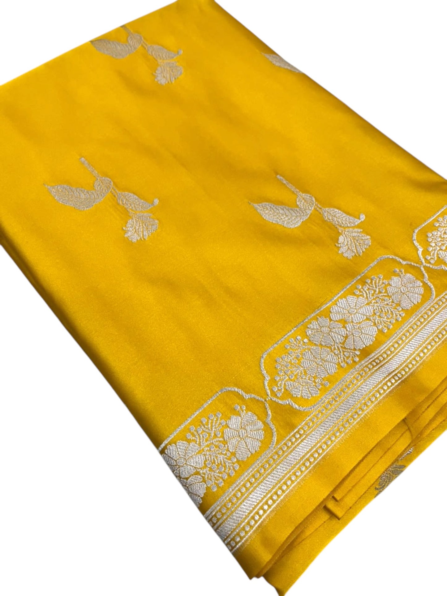 Southloom Satin Banarasi Silk Saree with Woven Work on Body And Borders In Yellow
