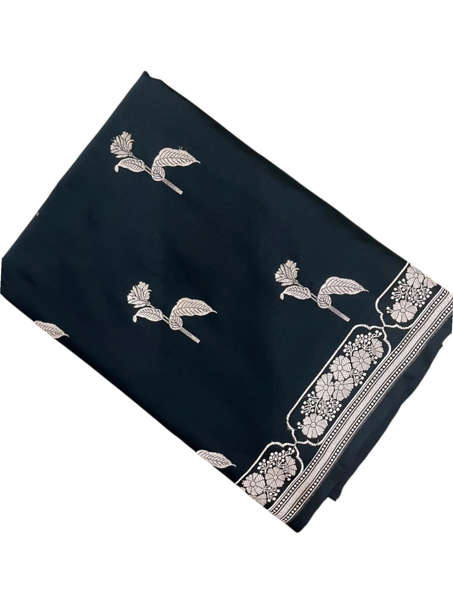 Southloom Satin Banarasi Silk Saree with Woven Work on Body And Borders In Black