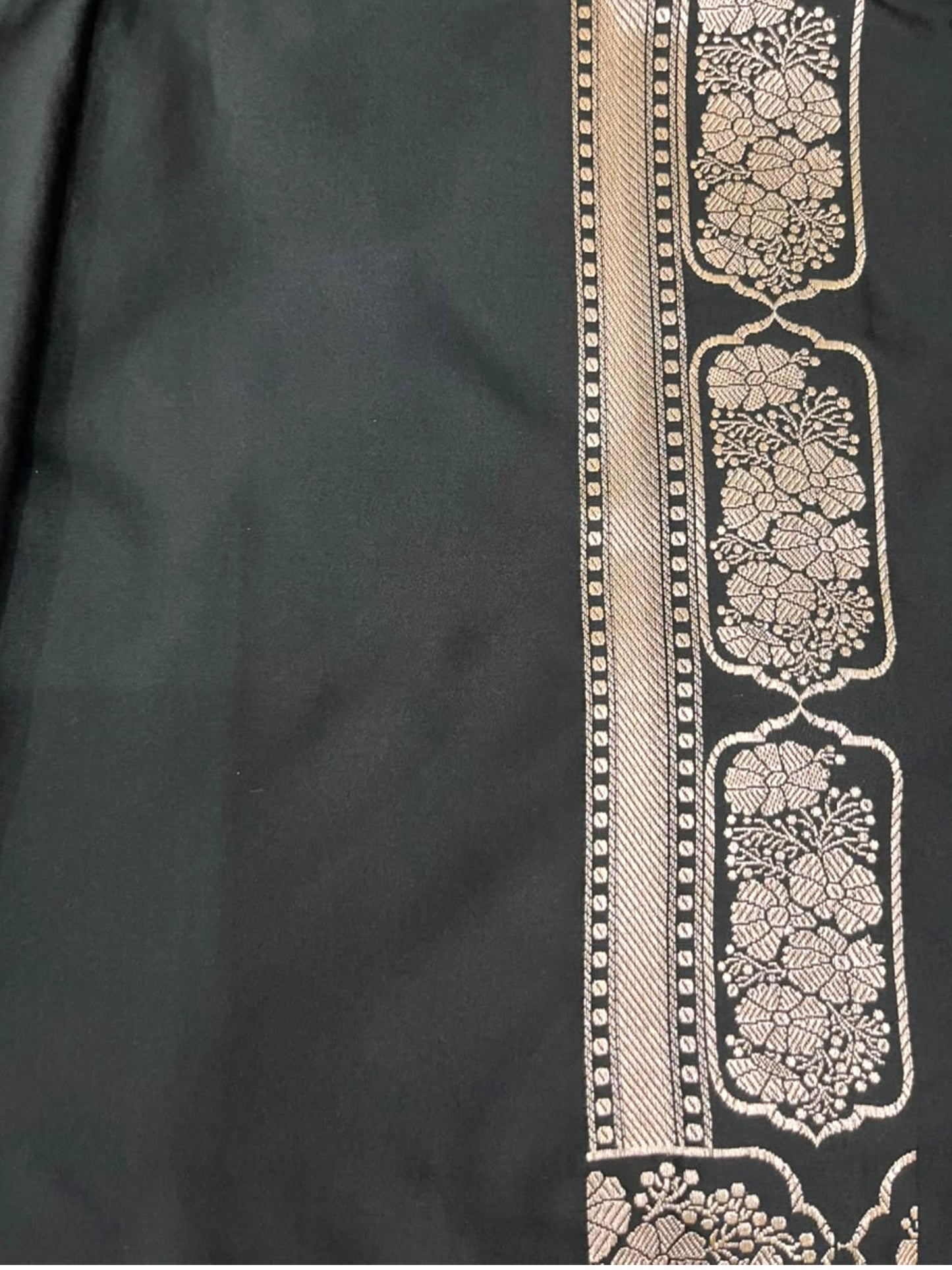 Southloom Satin Banarasi Silk Saree with Woven Work on Body And Borders In Black