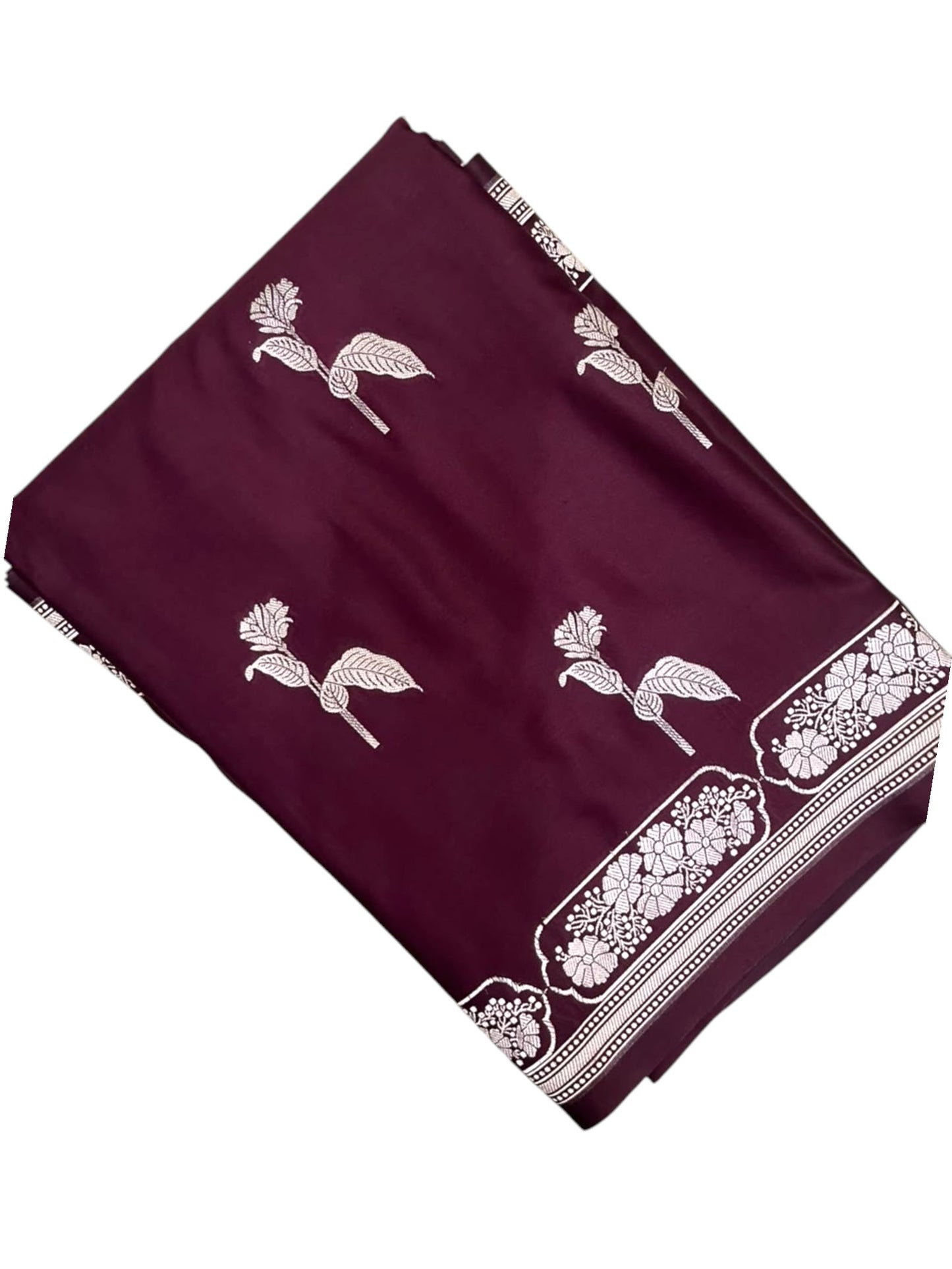 Southloom Satin Banarasi Silk Saree with Woven Work on Body And Borders In purple