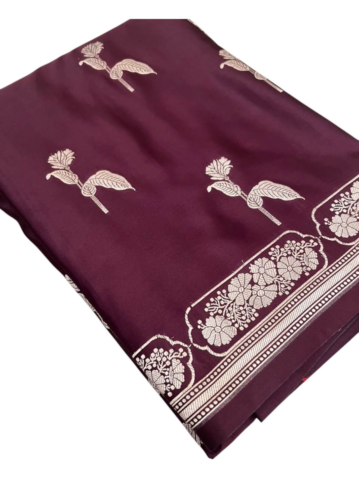 Southloom Satin Banarasi Silk Saree with Woven Work on Body And Borders In purple
