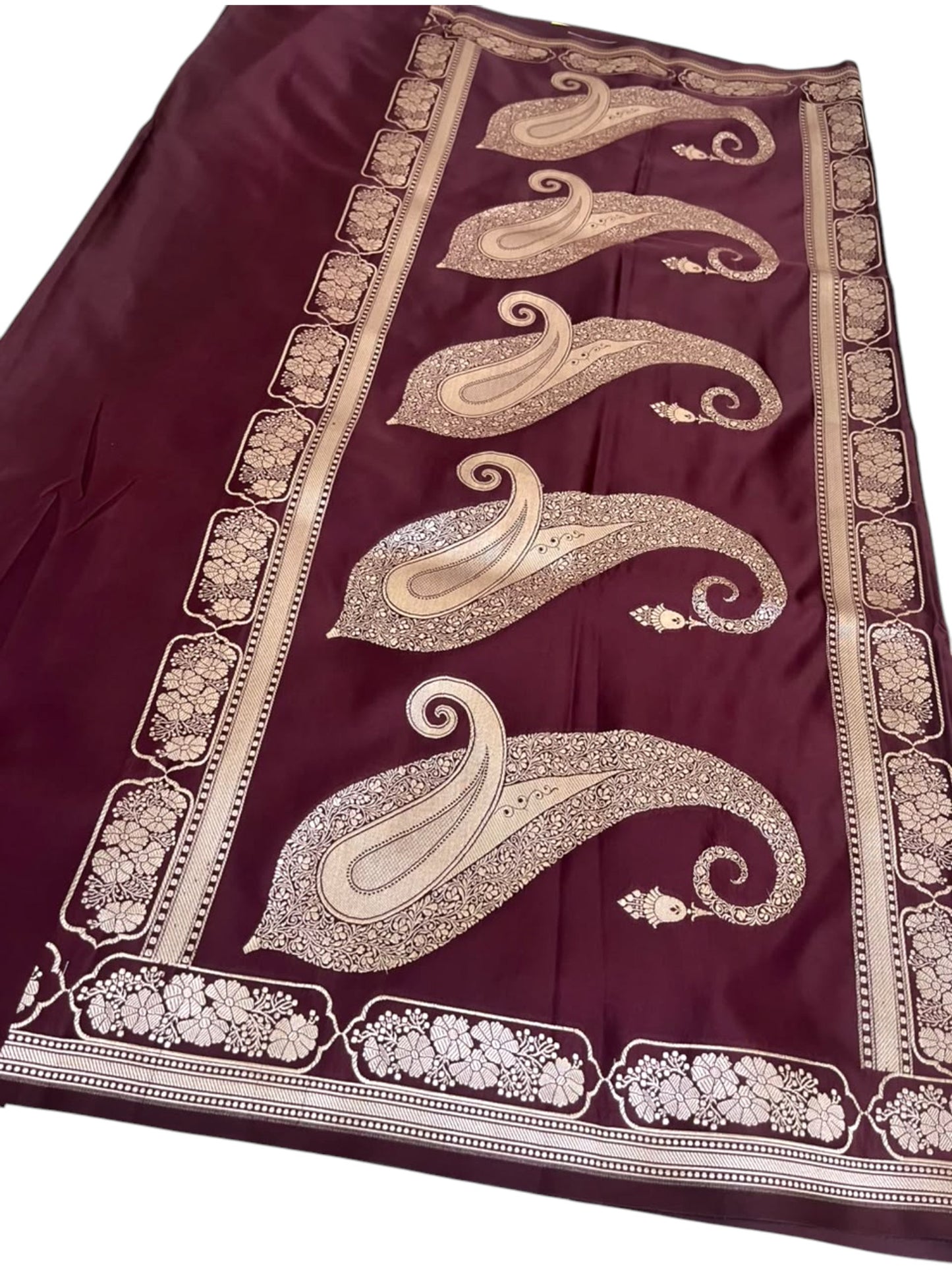Southloom Satin Banarasi Silk Saree with Woven Work on Body And Borders In purple