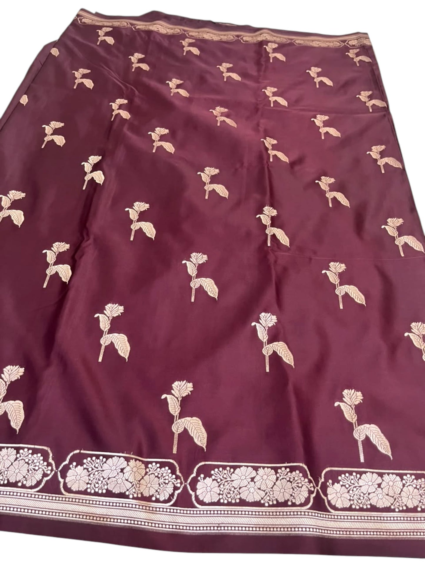 Southloom Satin Banarasi Silk Saree with Woven Work on Body And Borders In purple