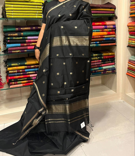 Maheshwari Cotton Saree Black SL174