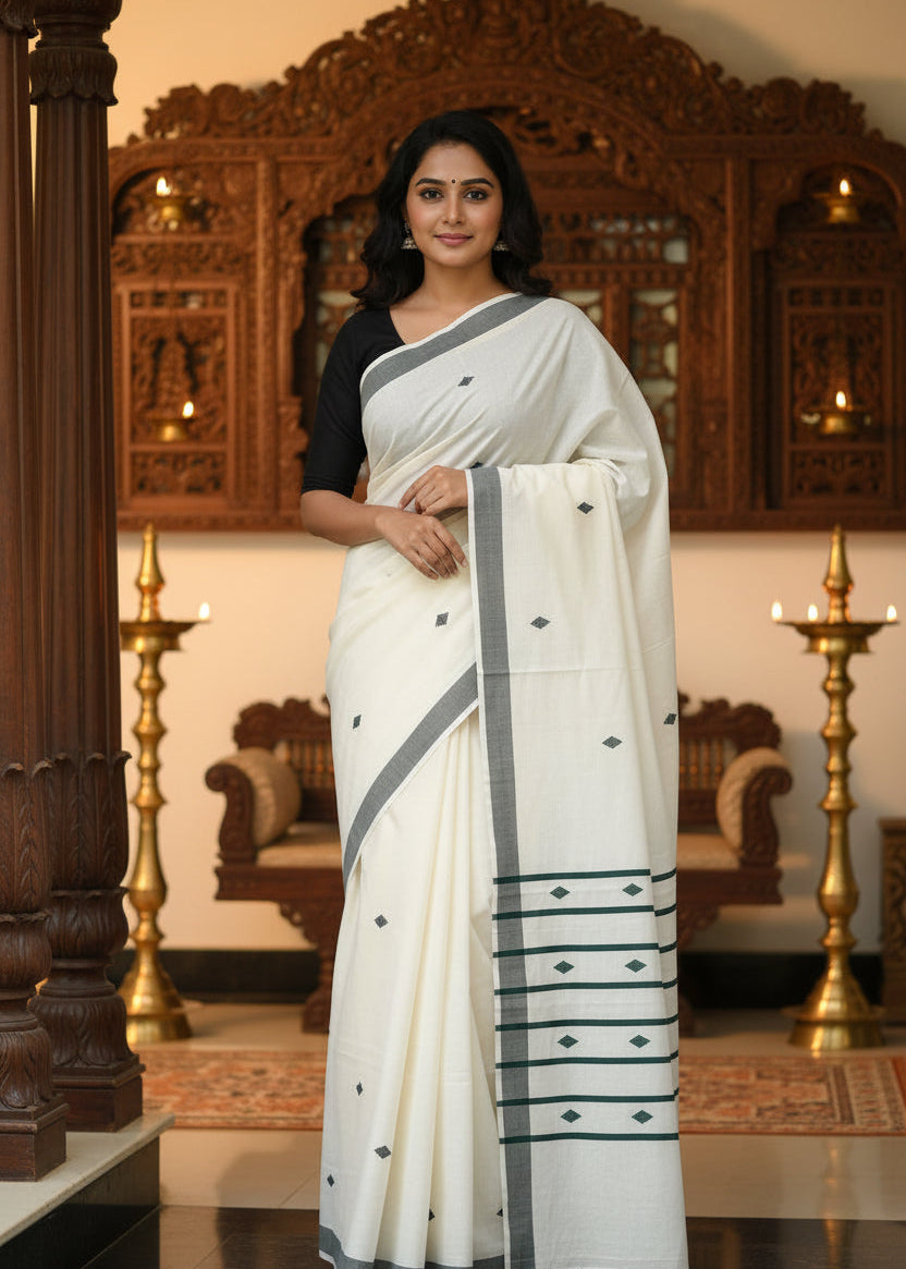Kerala Cotton Green Saree SL220