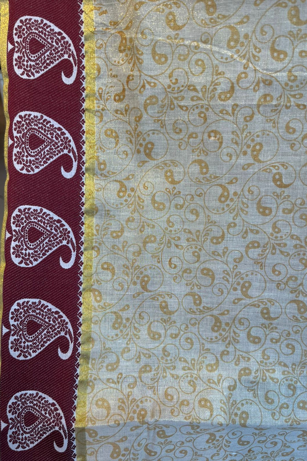 Kerala Tissue Saree with Tassels SL221
