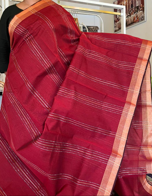 Red  Semi Tussar Saree SL237