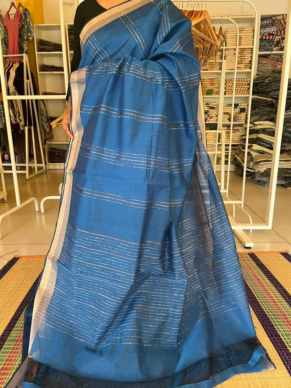 Blue Semi Tussar Saree SL237