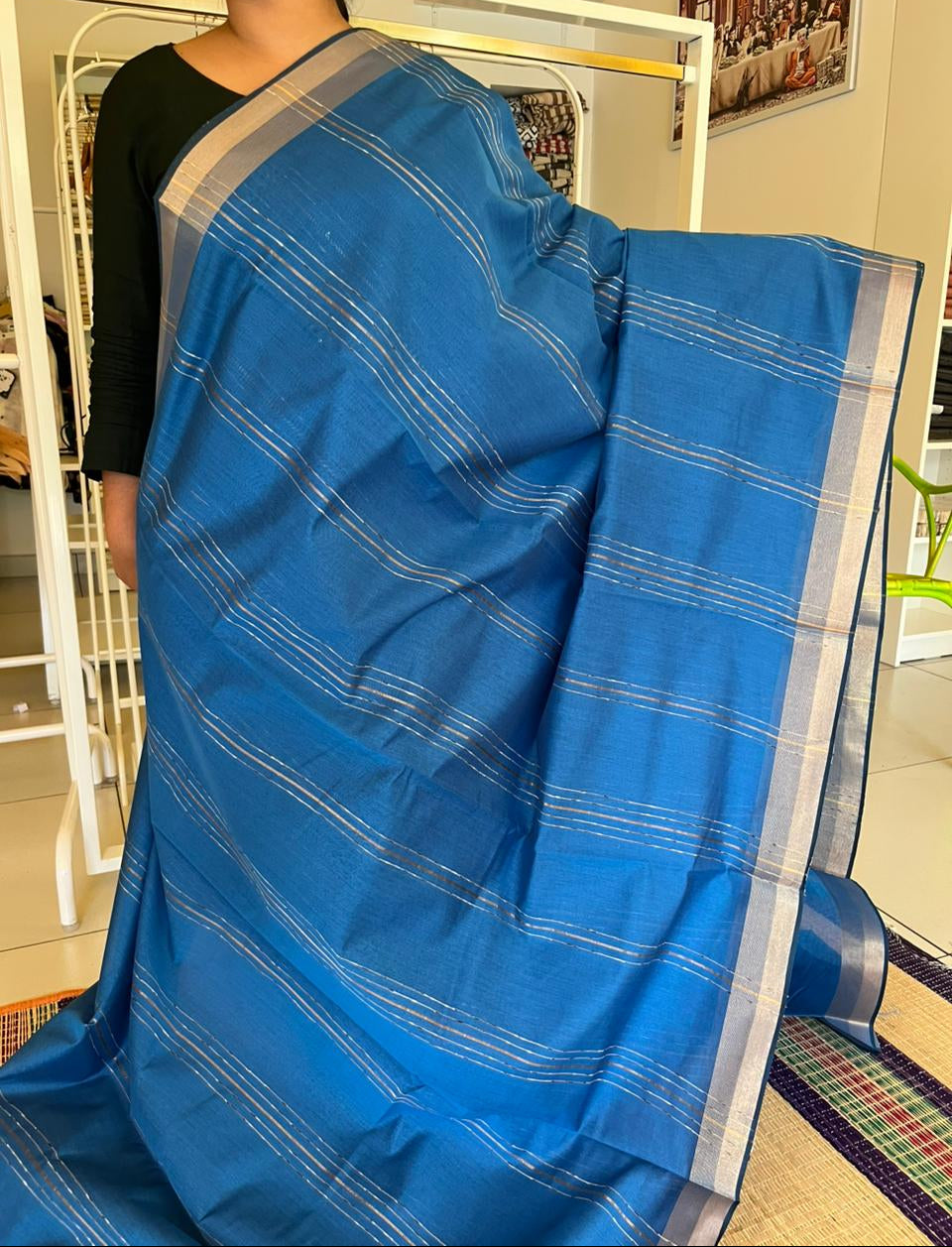 Blue Semi Tussar Saree SL237