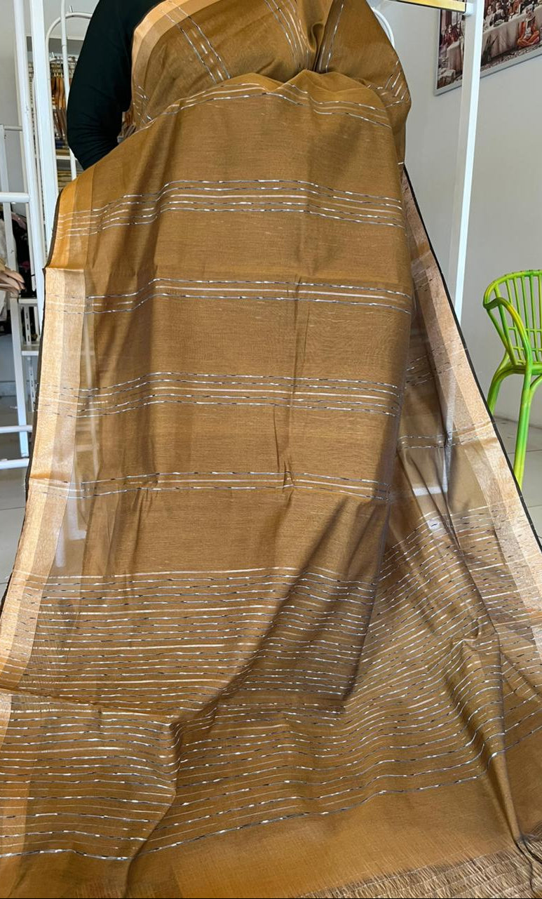 Brown Semi Tussar Saree SL237