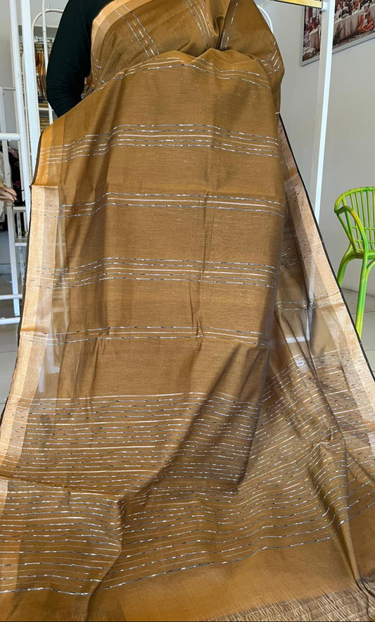 Brown Semi Tussar Saree SL237