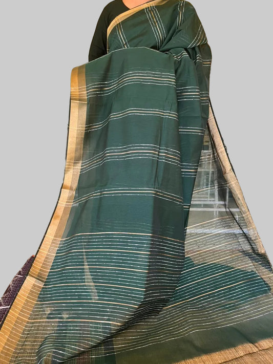 Green Semi Tussar Saree SL237