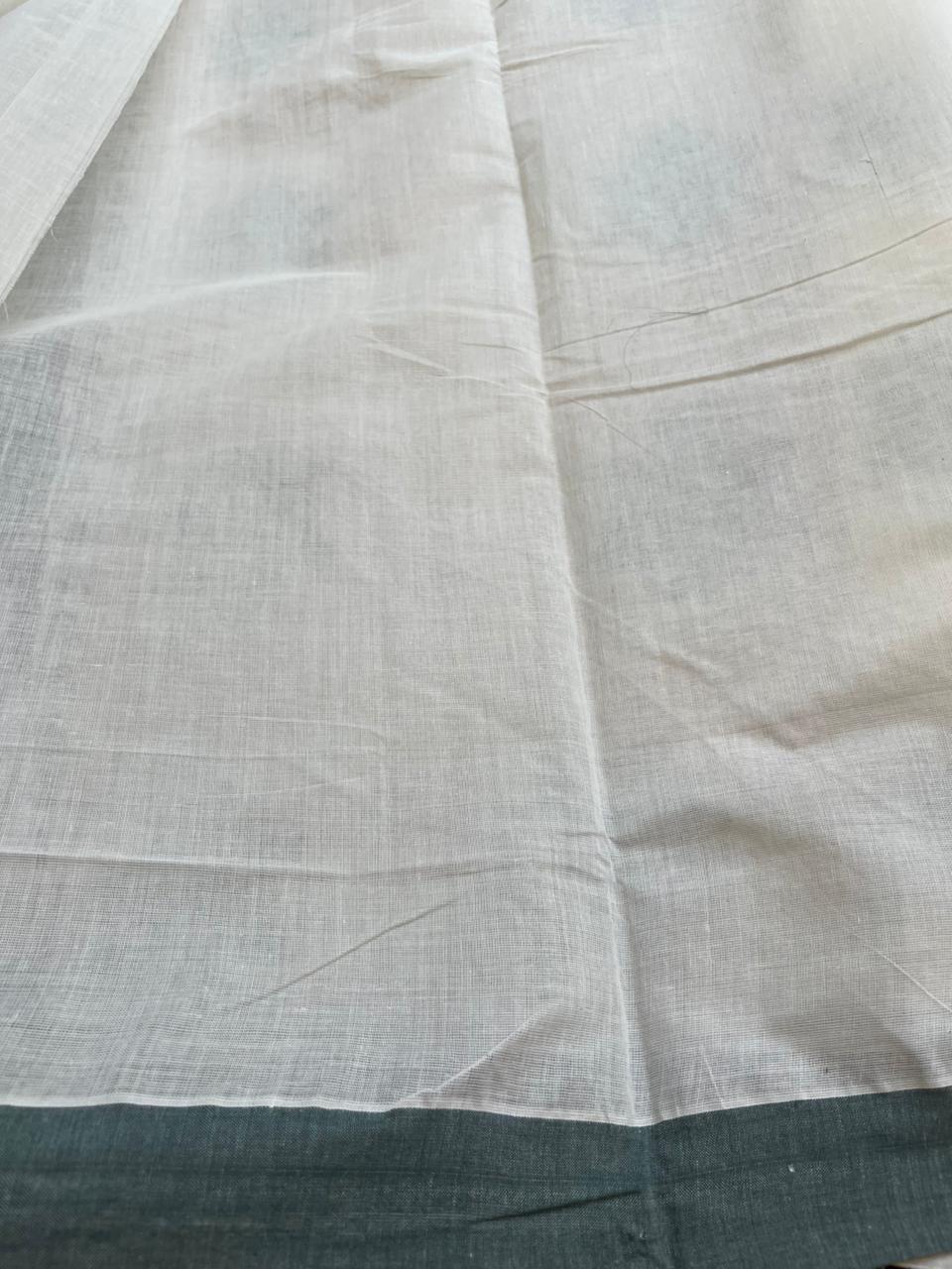 Kerala Cotton Bottle Green Colour Printed Saree SL177